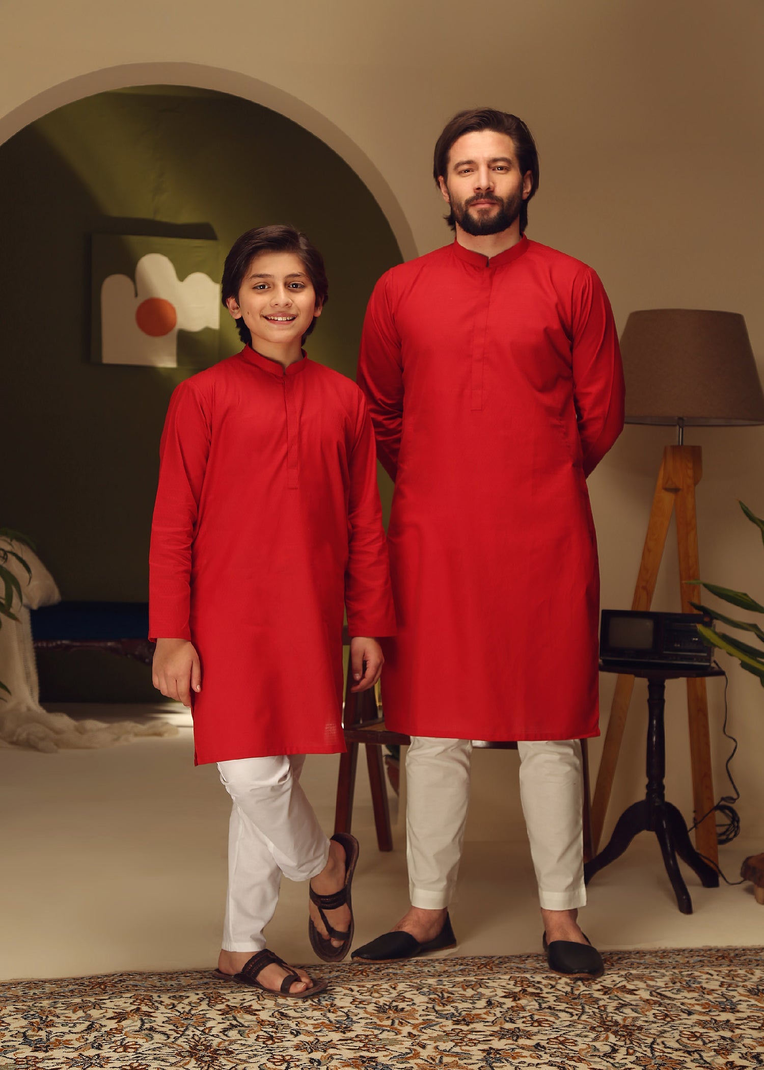 cotton dobby Kurta in Red