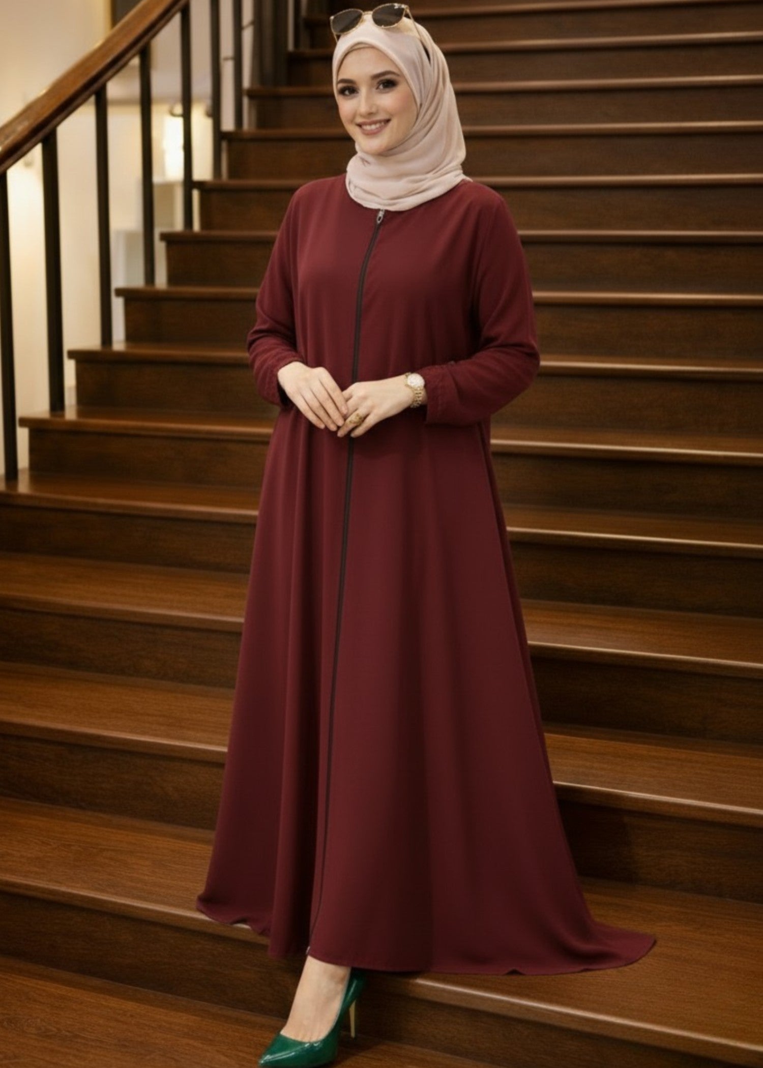 georgette Abaya in Maroon