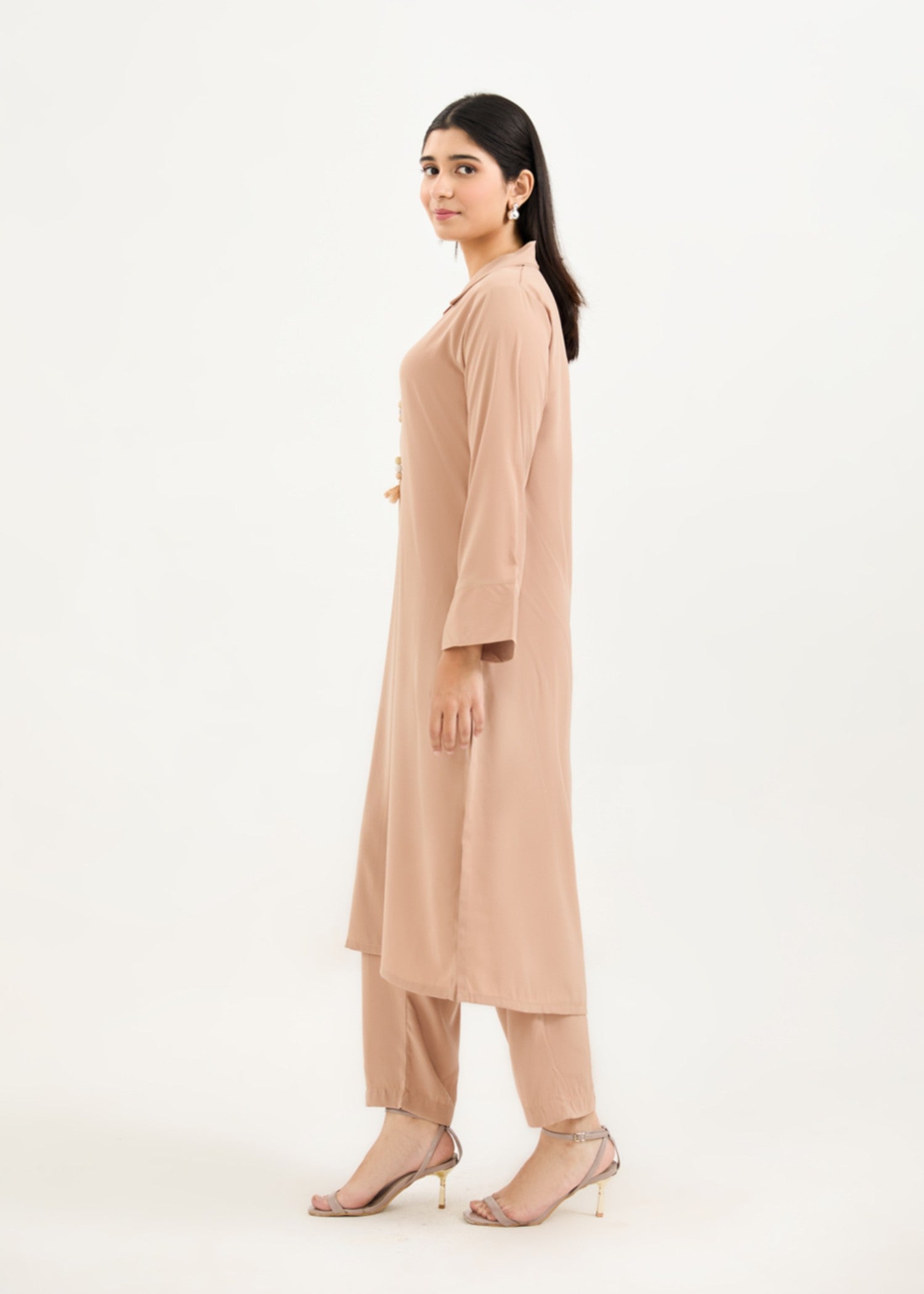 poly silk Co Ord Sets in Tan brown
