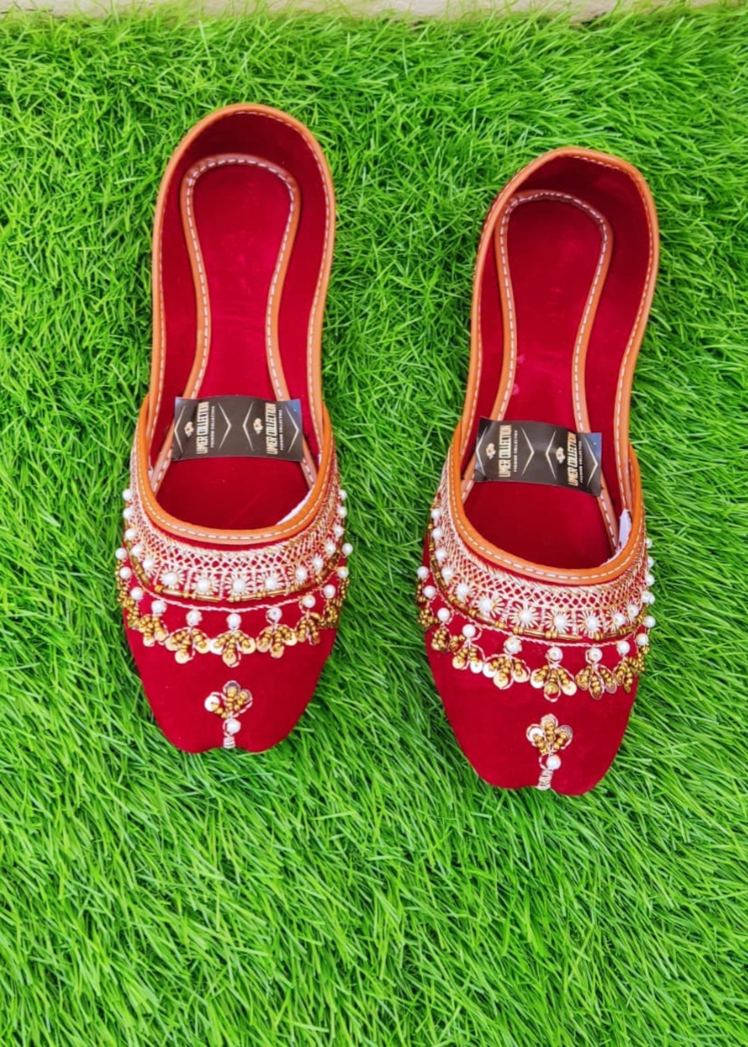 Khussa in Cardinal red by - High Quality Women Khussa BUG1151