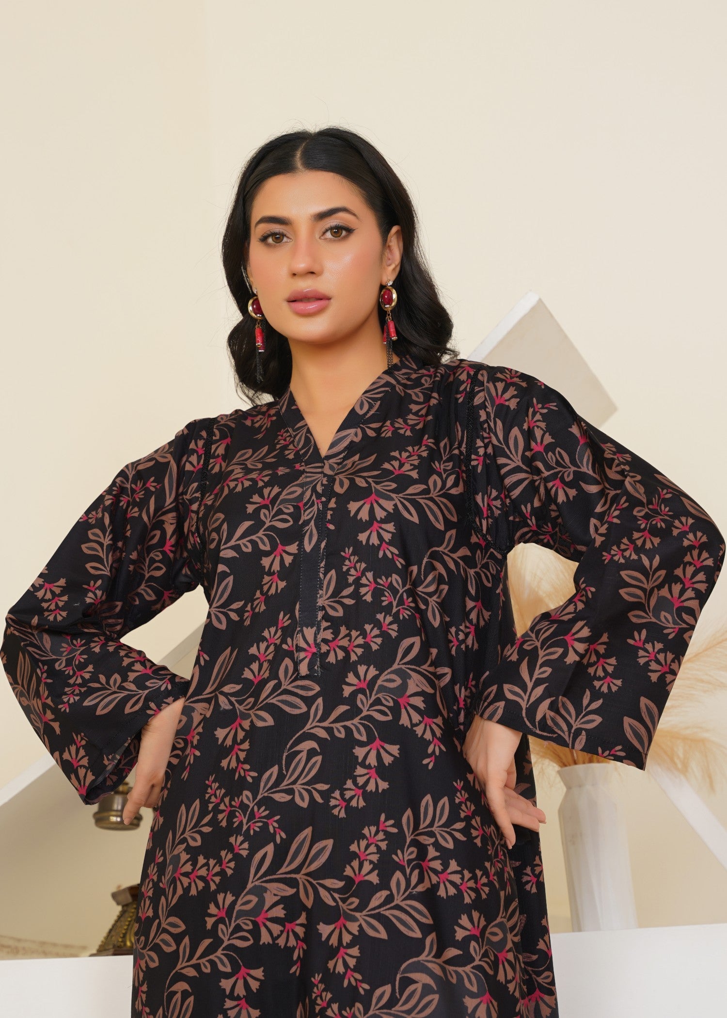 pk raw silk Kaftan in Charcoal black