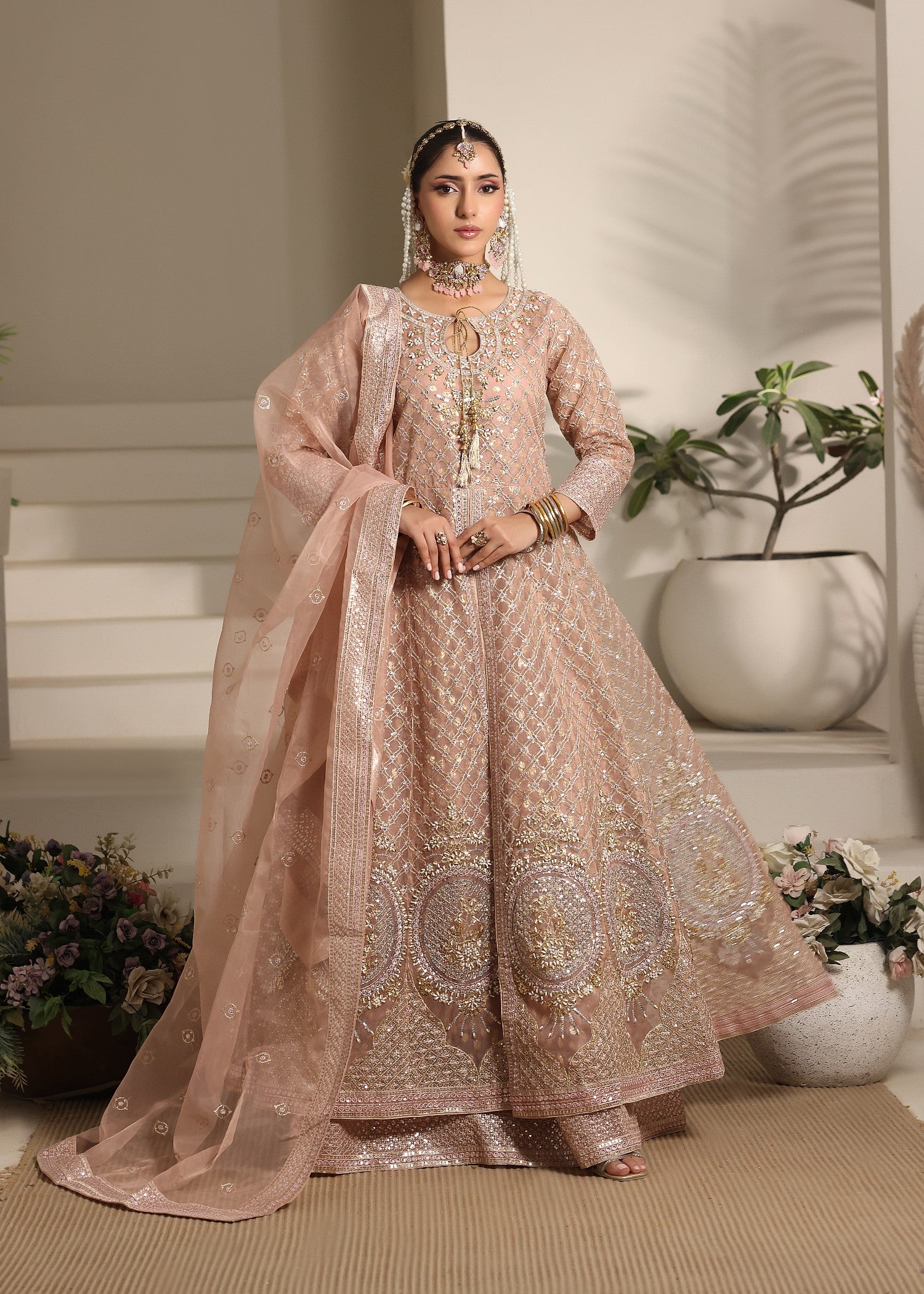 organza Maxi in Peach pink