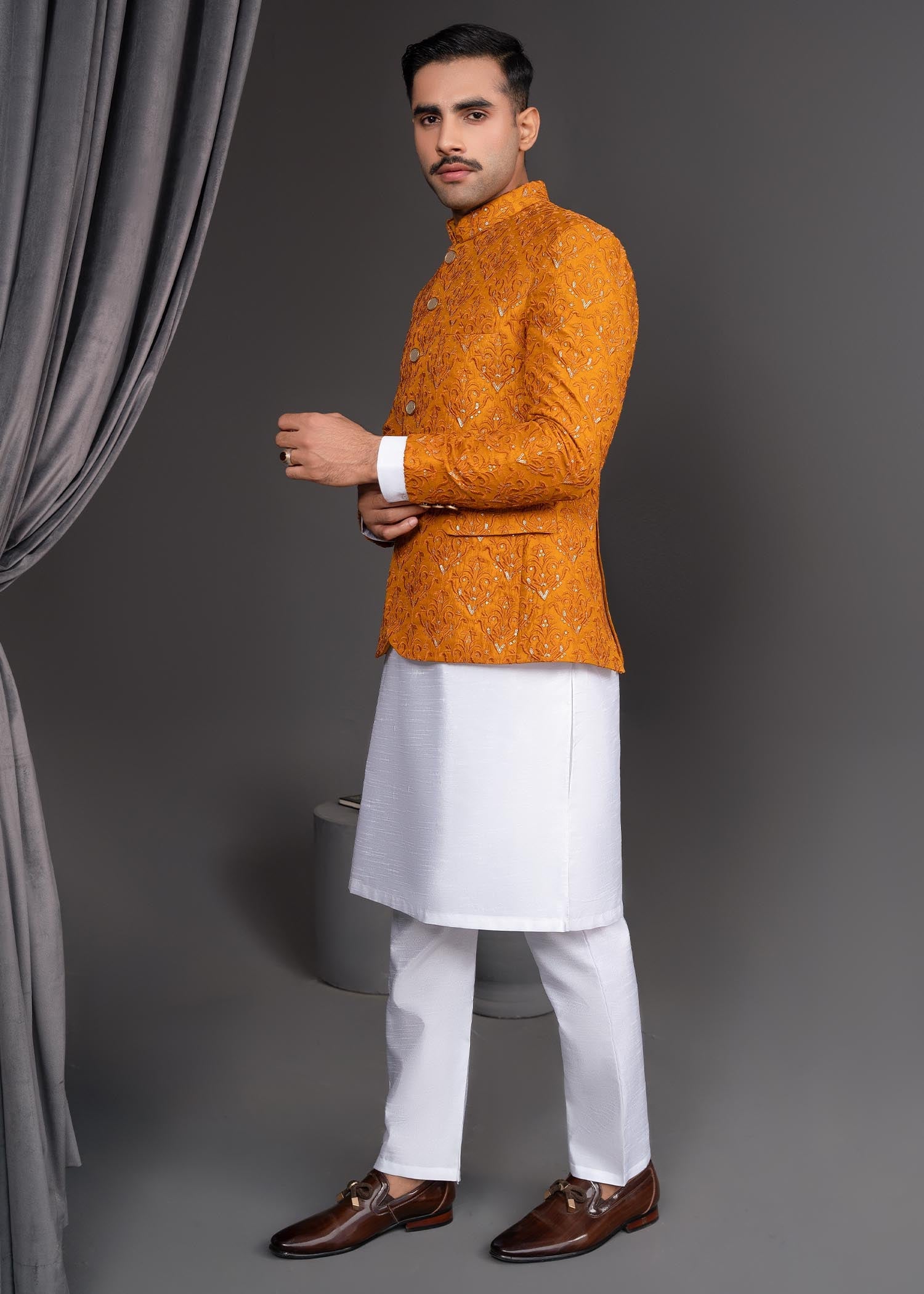 silk Prince Coat in Pumpkin orange