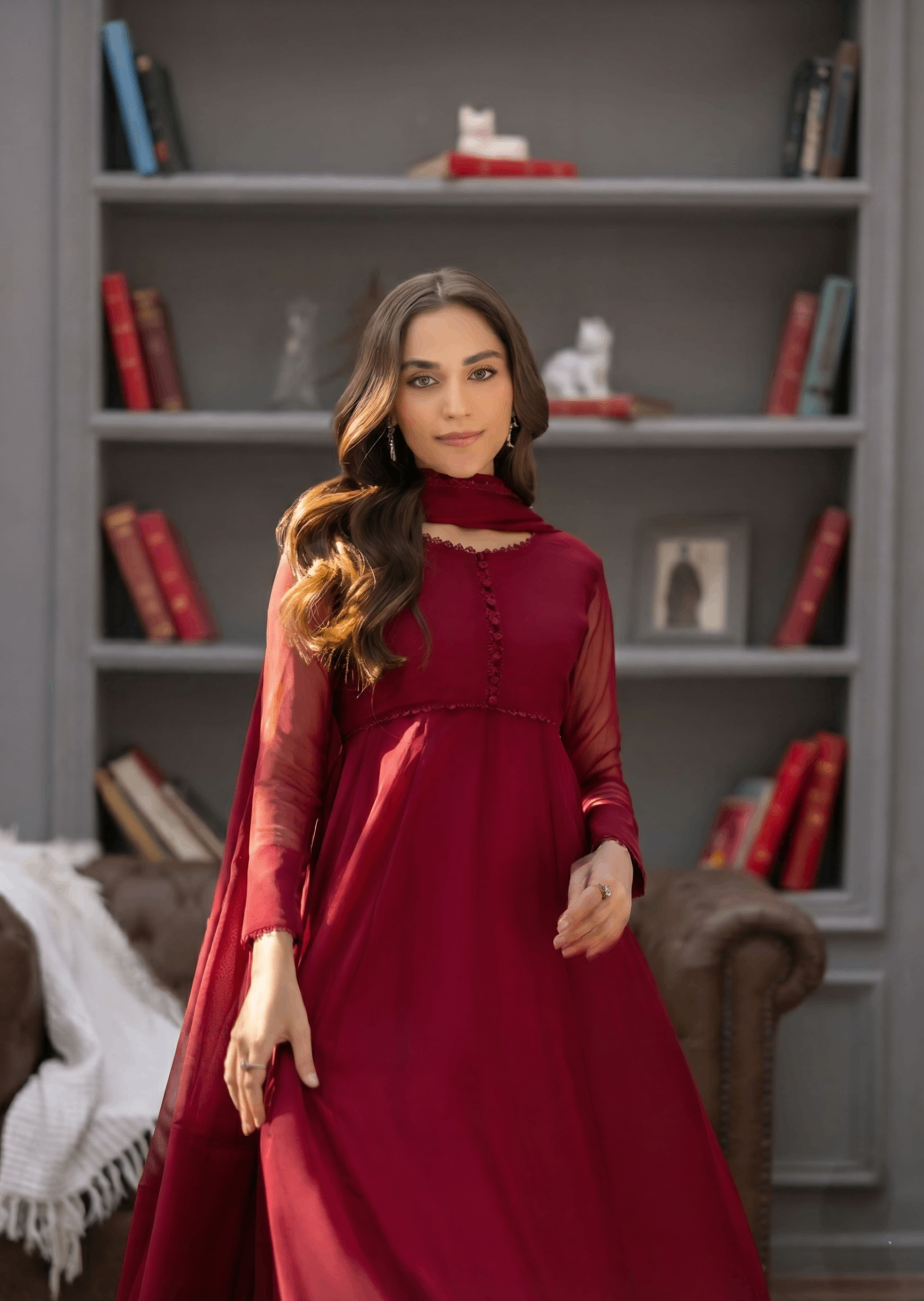 chiffon Maxi in Maroon