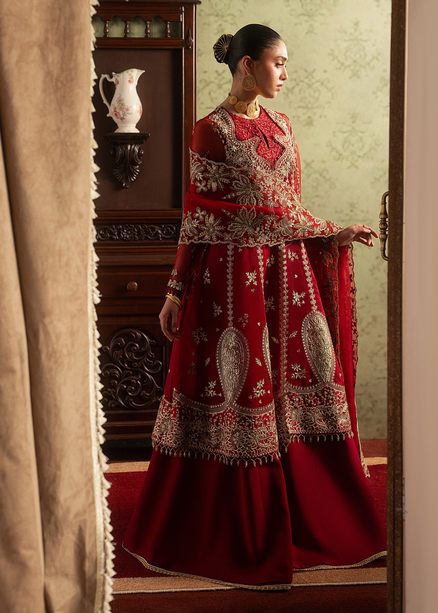 organza Sharara in Red