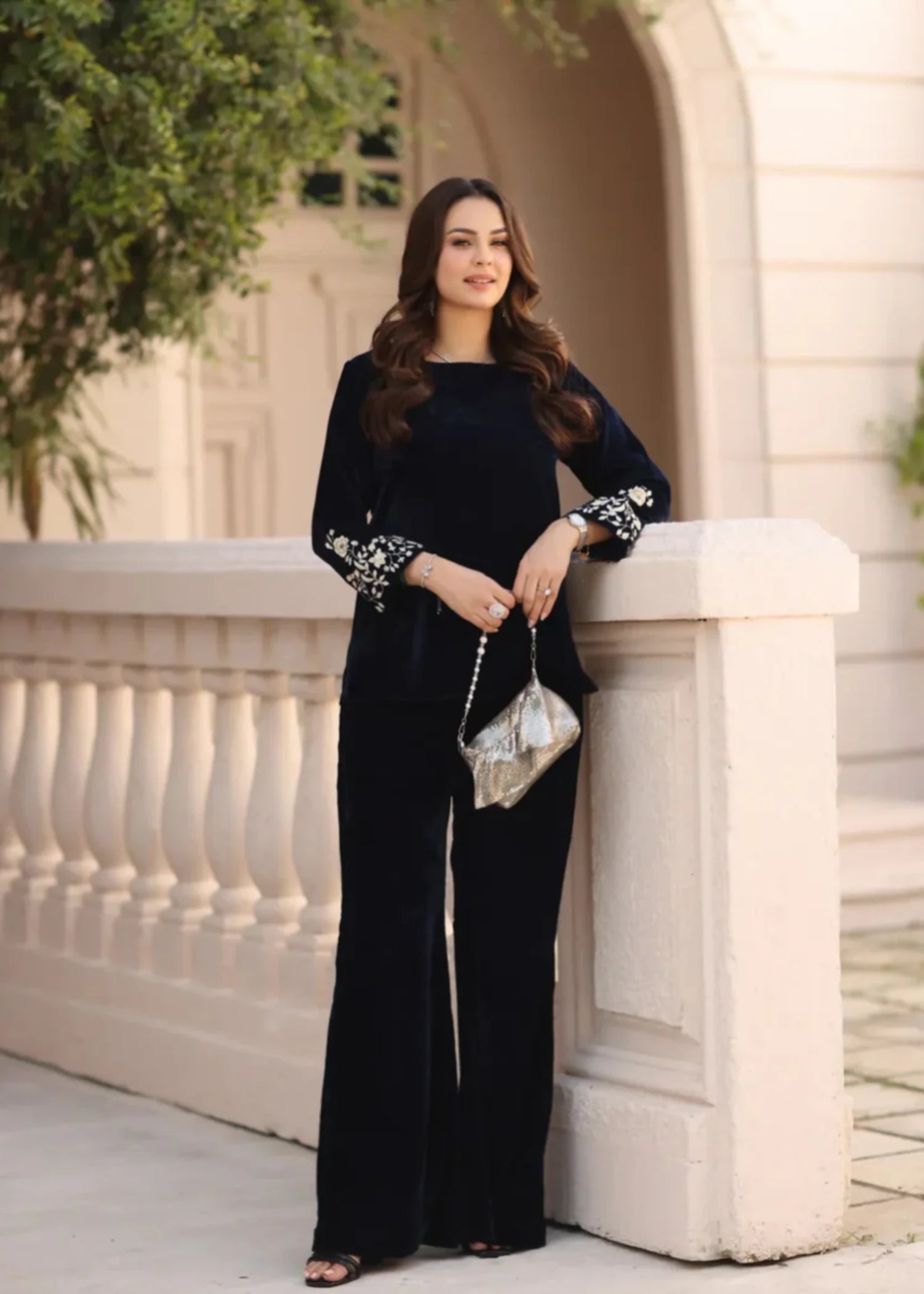 velvet Co Ord Sets in Navy blue