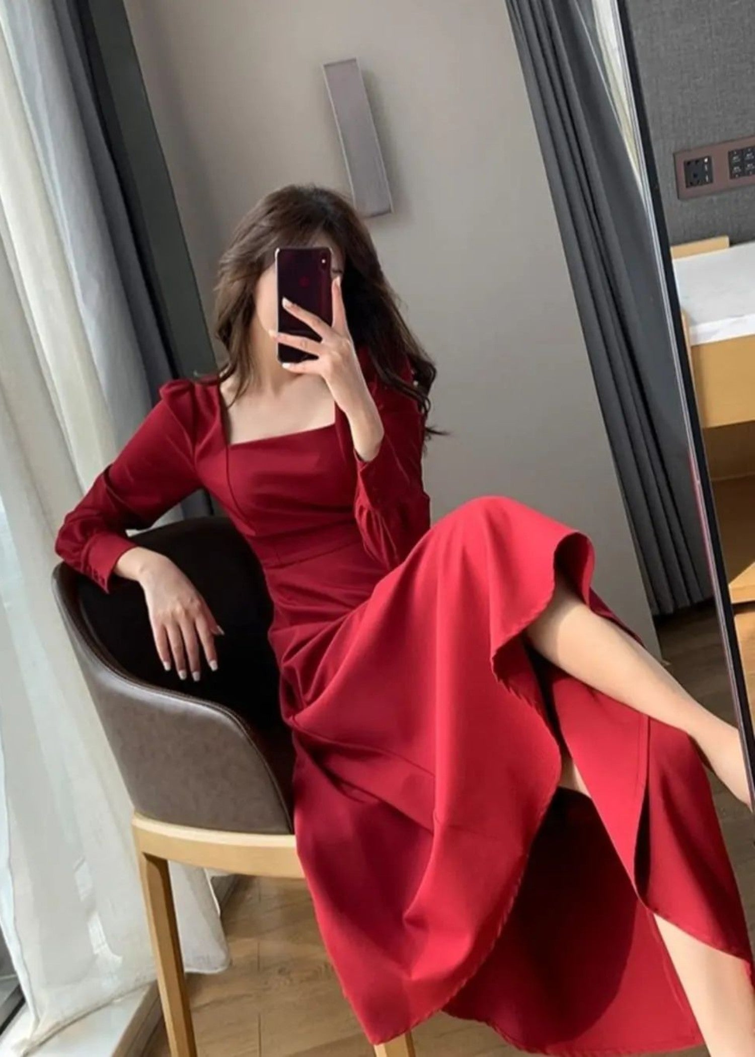georgette Frock in Red