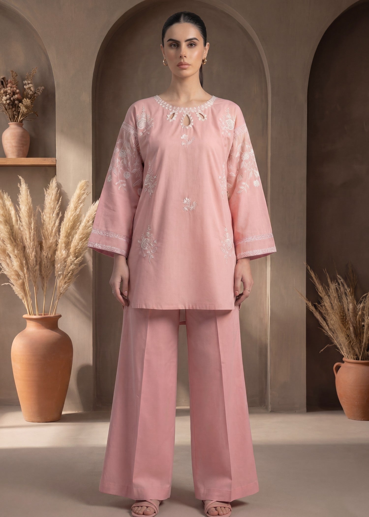 cotton dobby Kurta Set in Beige