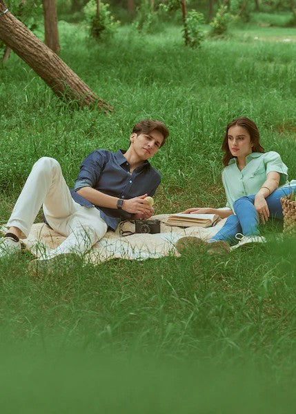 twill cotton Pants in White