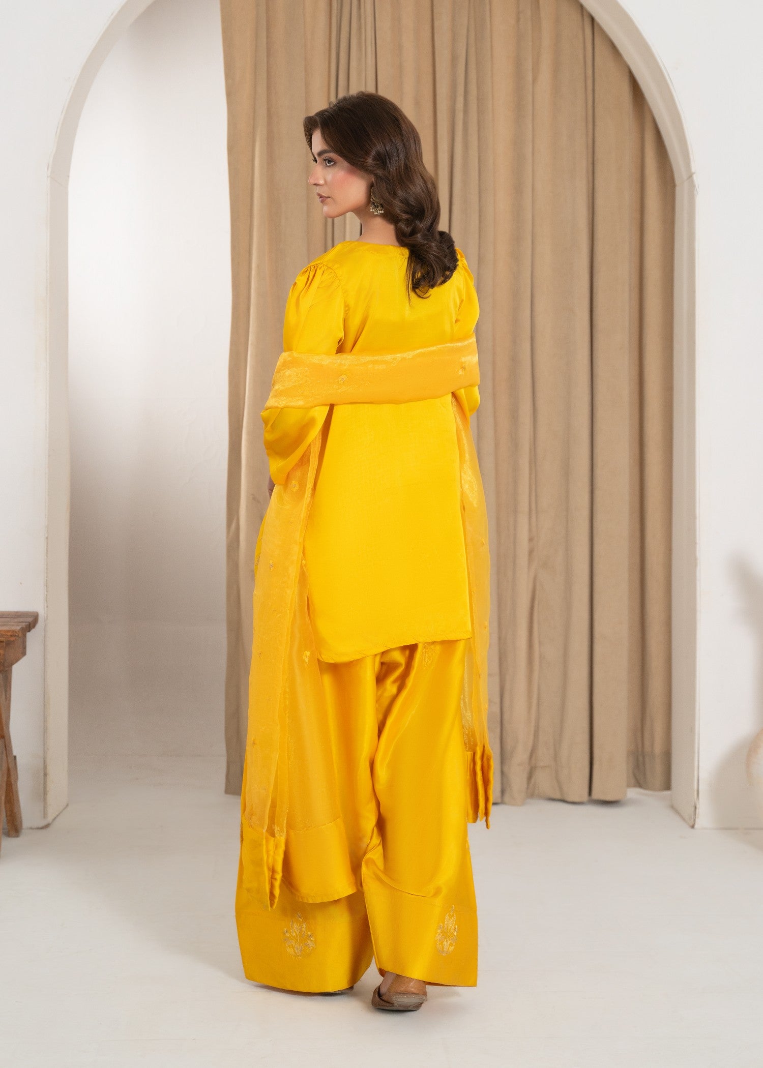 silk Kurta Set in Yellow