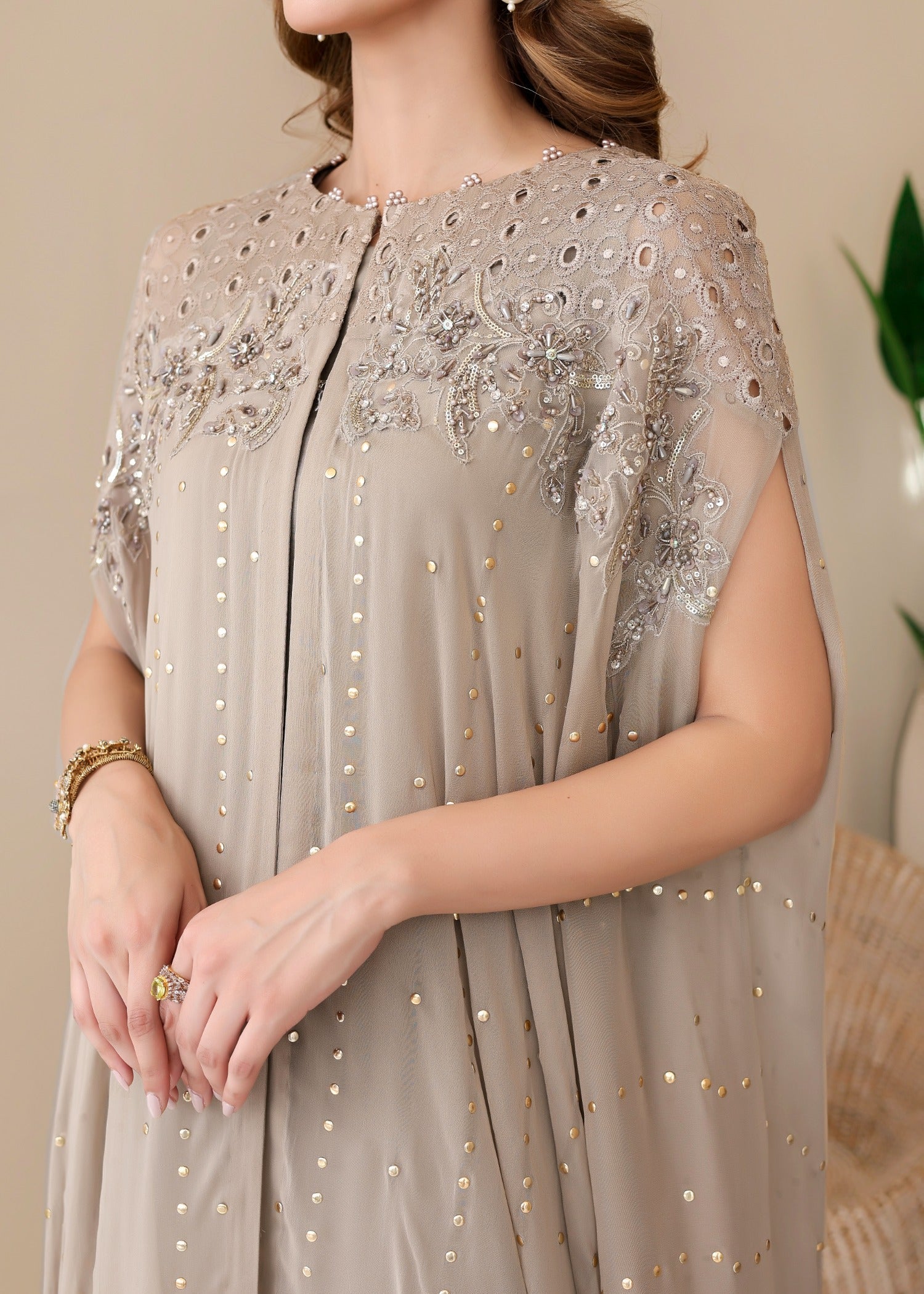 chiffon Gown in Beige