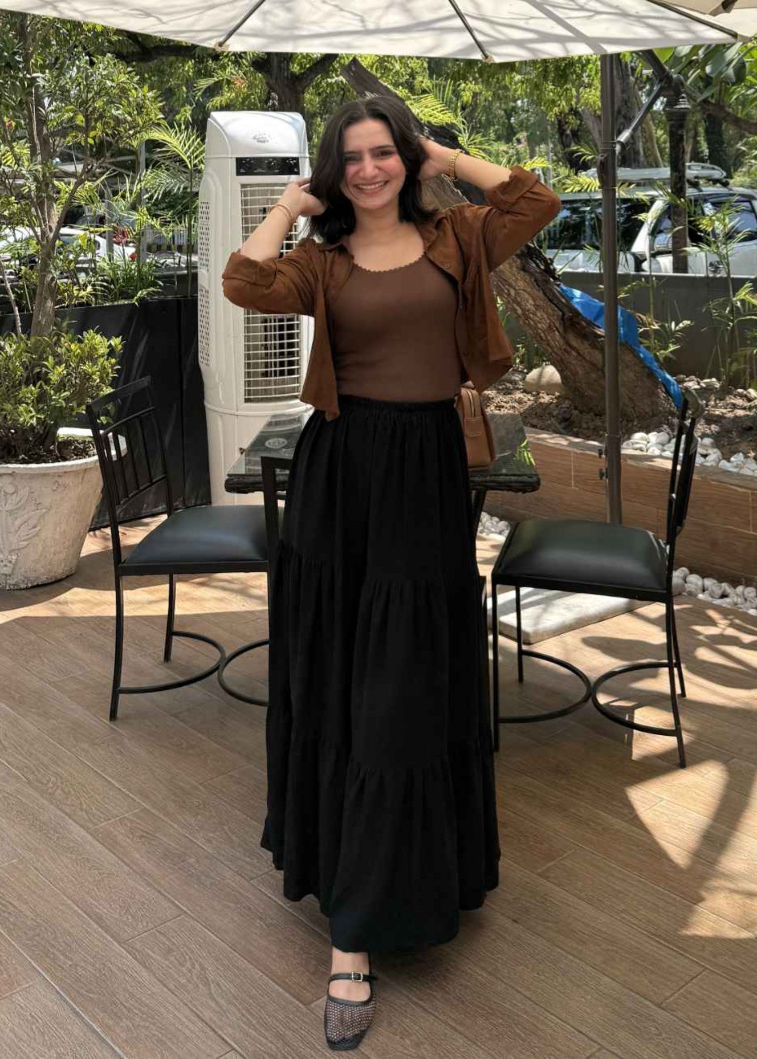 linen Skirt in Black