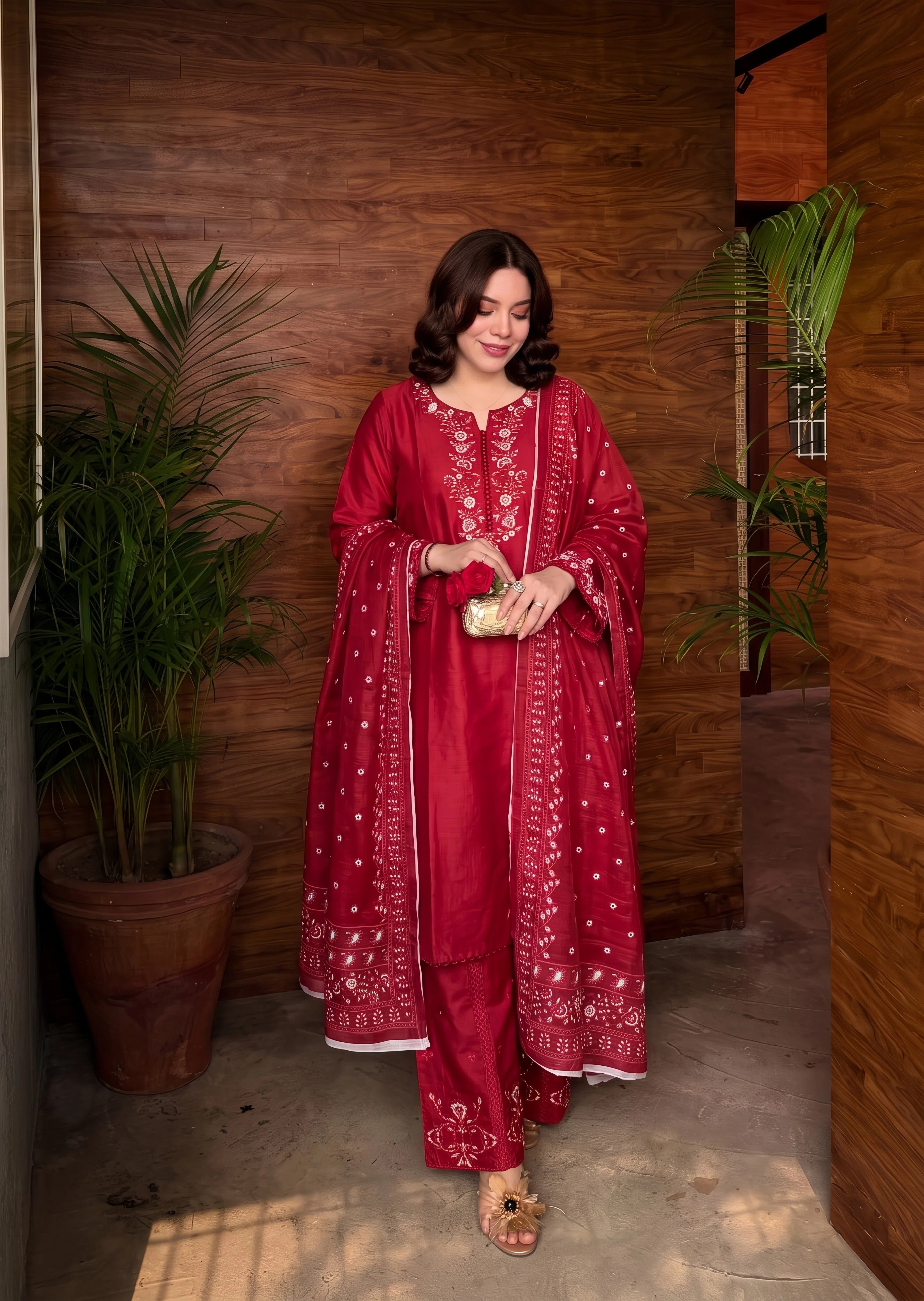 cotton linen Kurta Set in Maroon