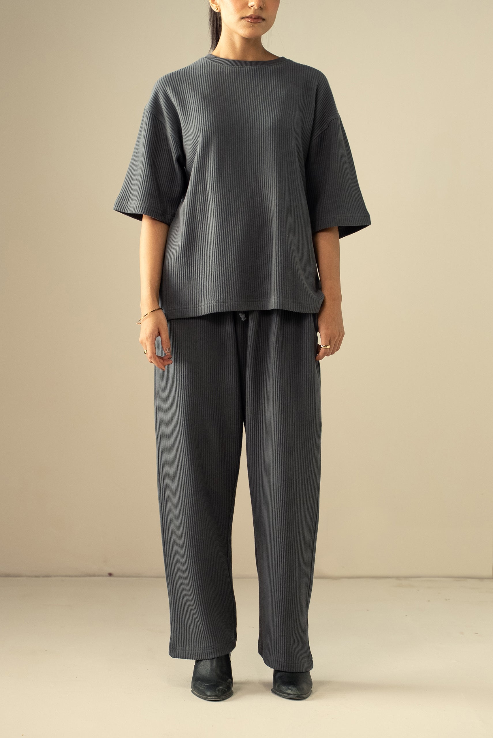 pure cotton Trousers in Dark grey