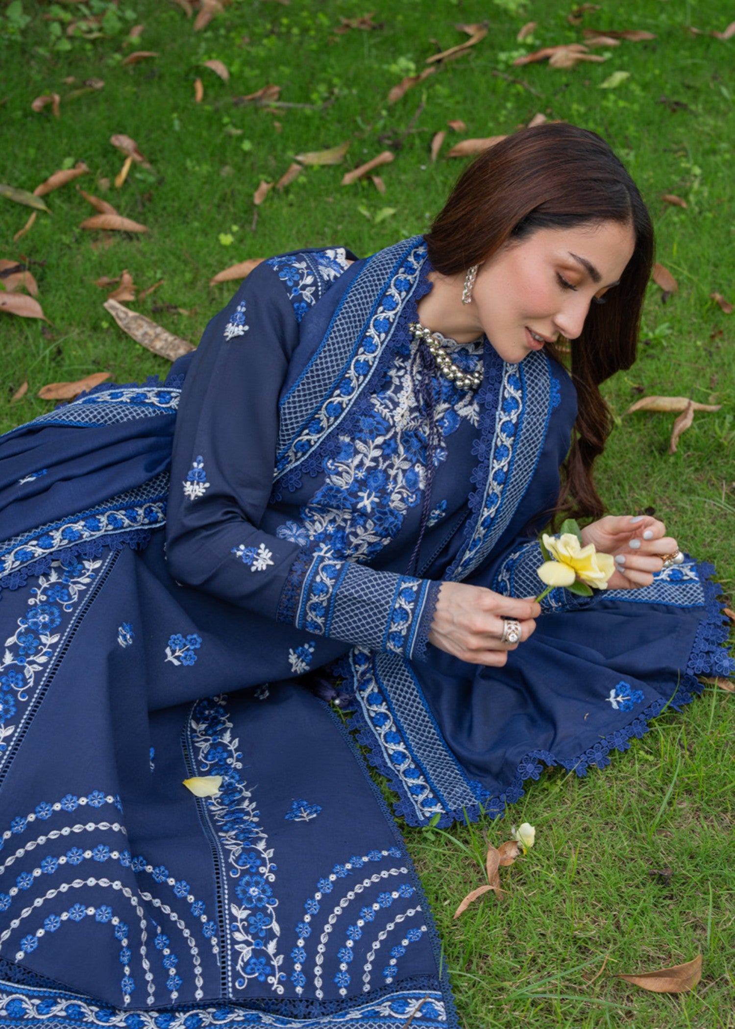 lawn Unstitched in Cobalt blue