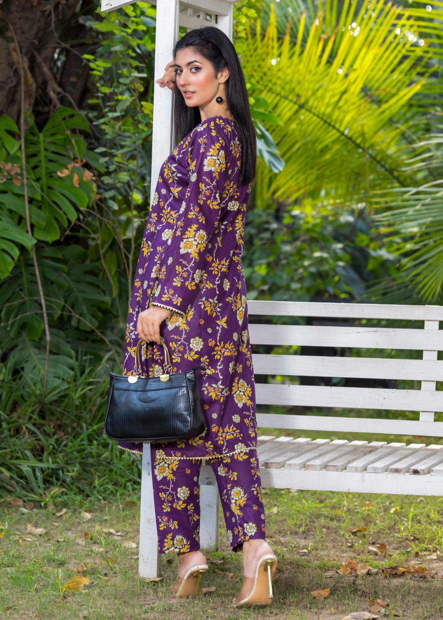 slub khaddar Unstitched in Plum