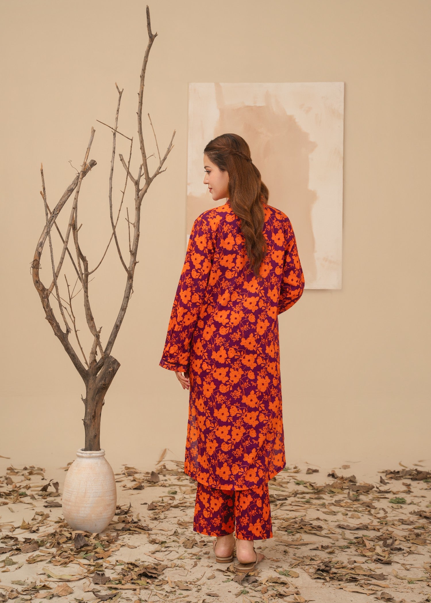 lawn Co Ord Sets in Wine, tangerine