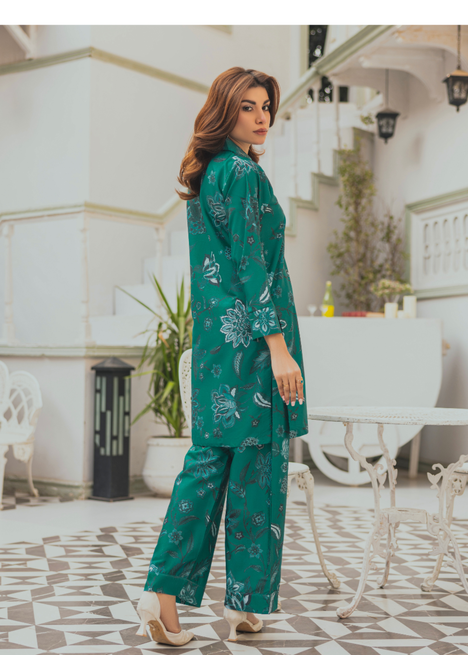 crepe Co Ord Sets in Bottle green