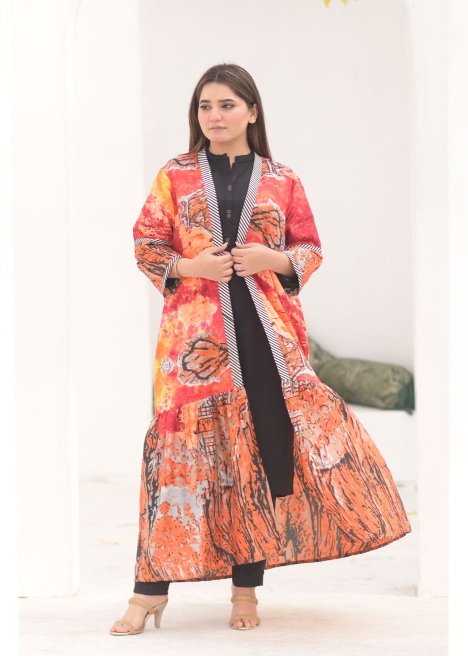poly silk Gown in Sand brown