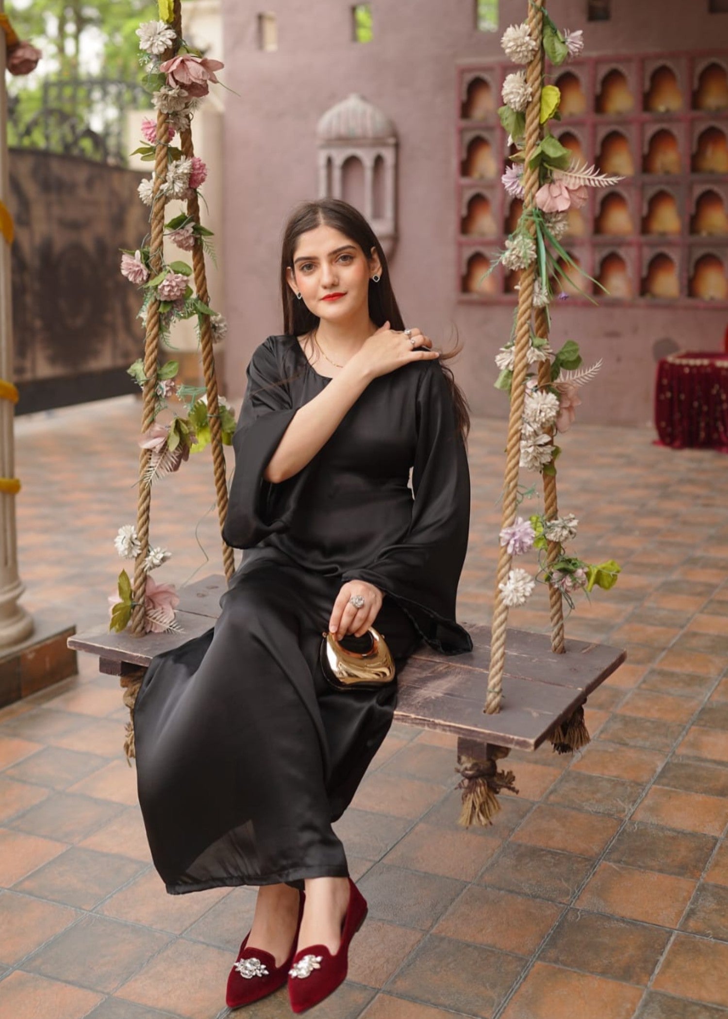 pure silk Frock in Black