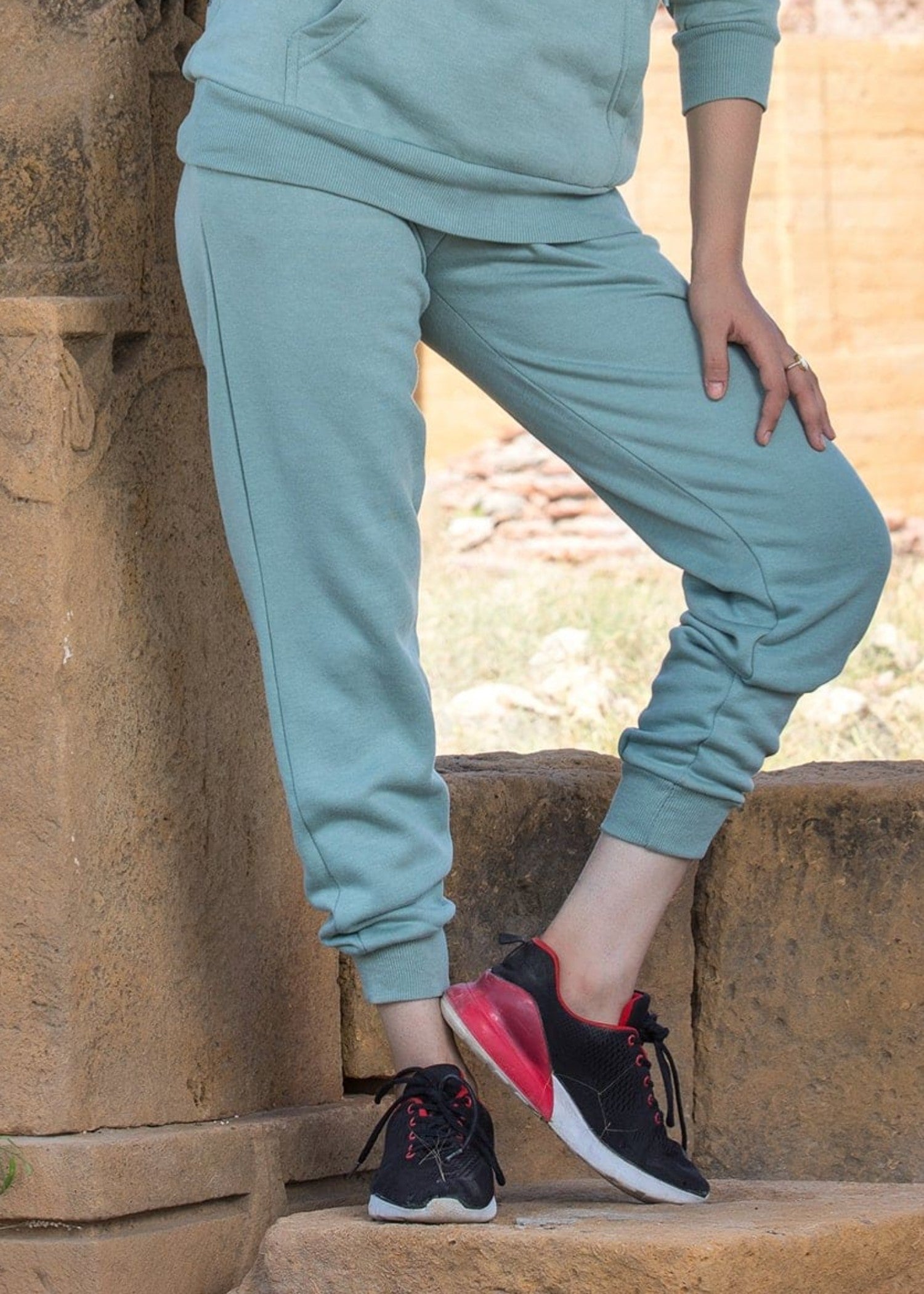 cotton viscose Trousers in Sage green