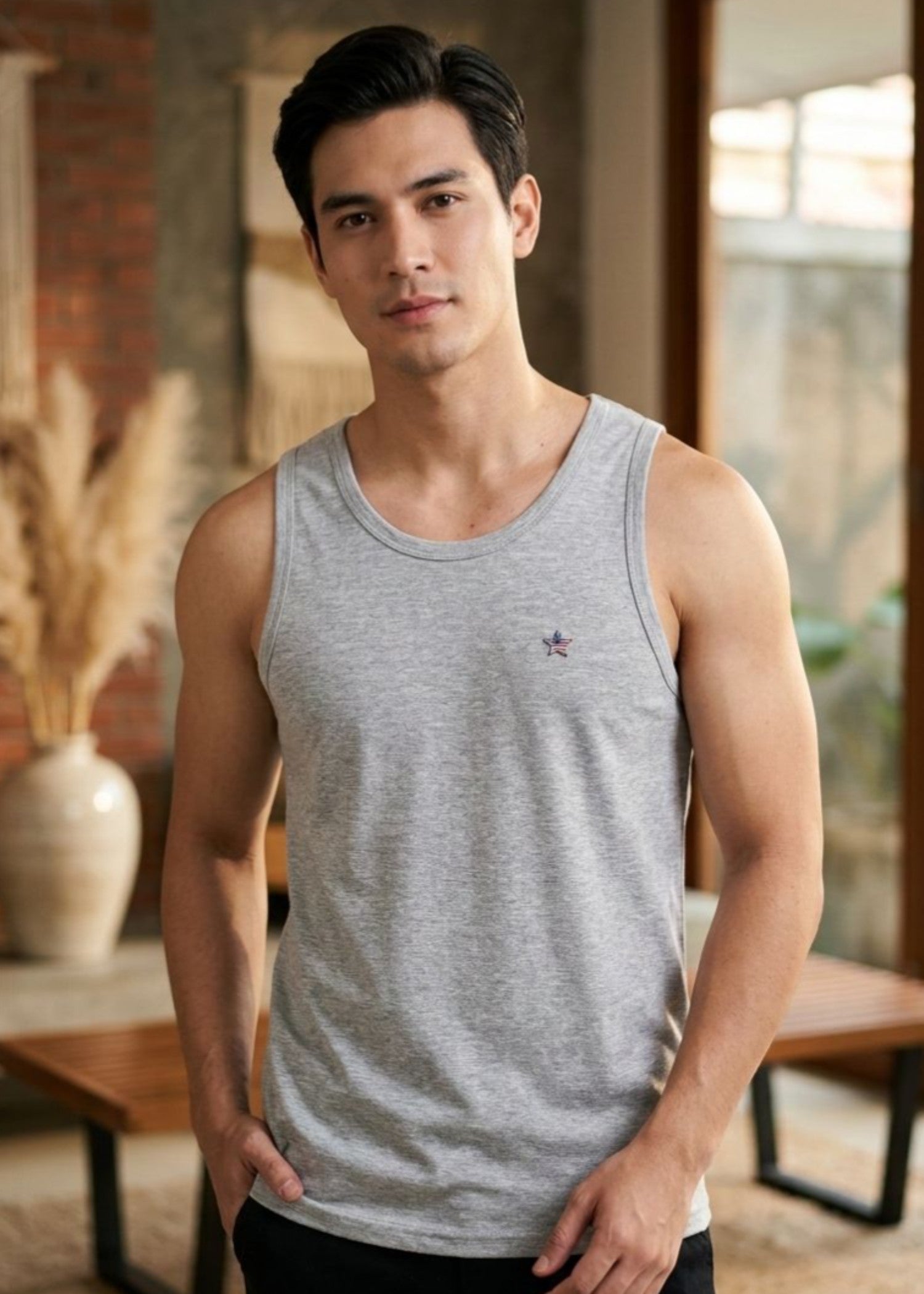 cotton Tank Top in Pastel grey