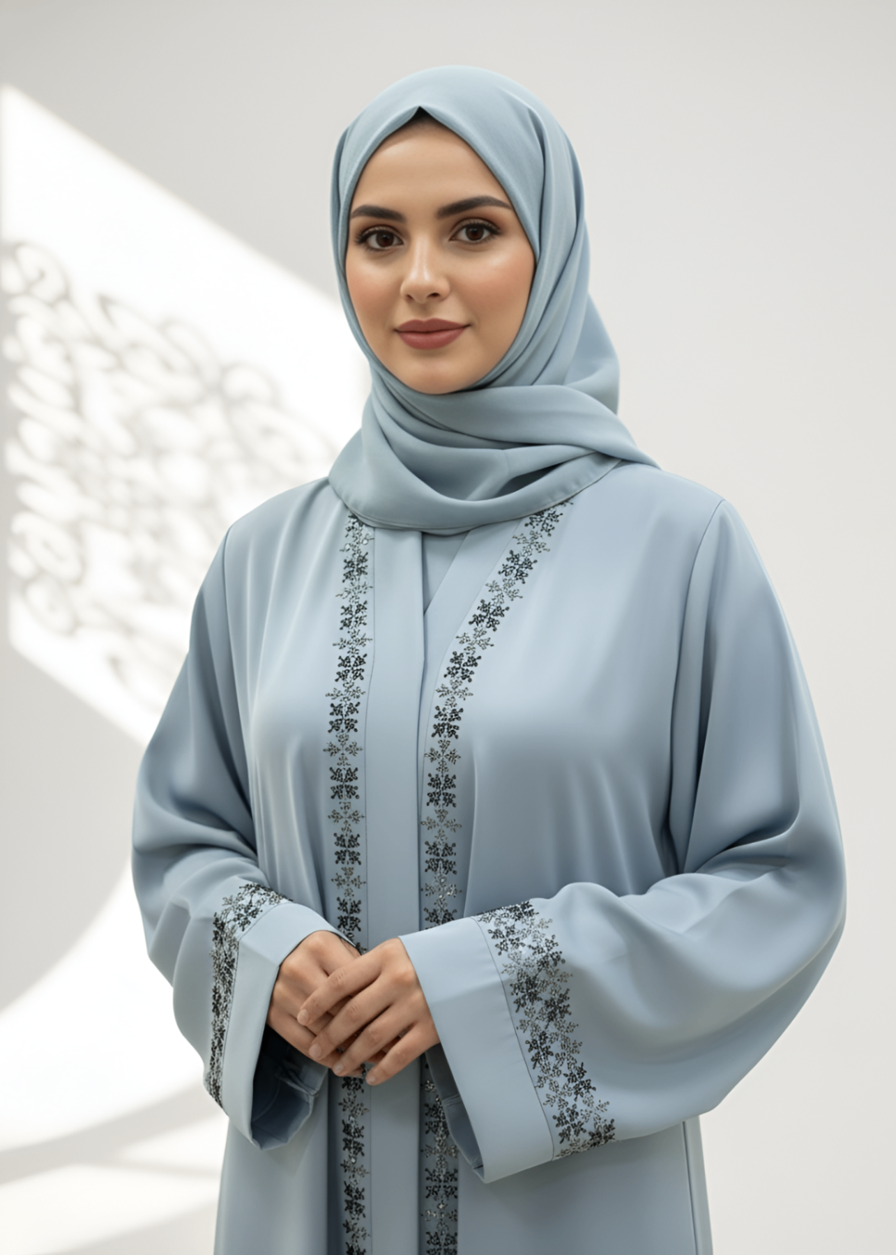 nidha Abaya in Ice blue