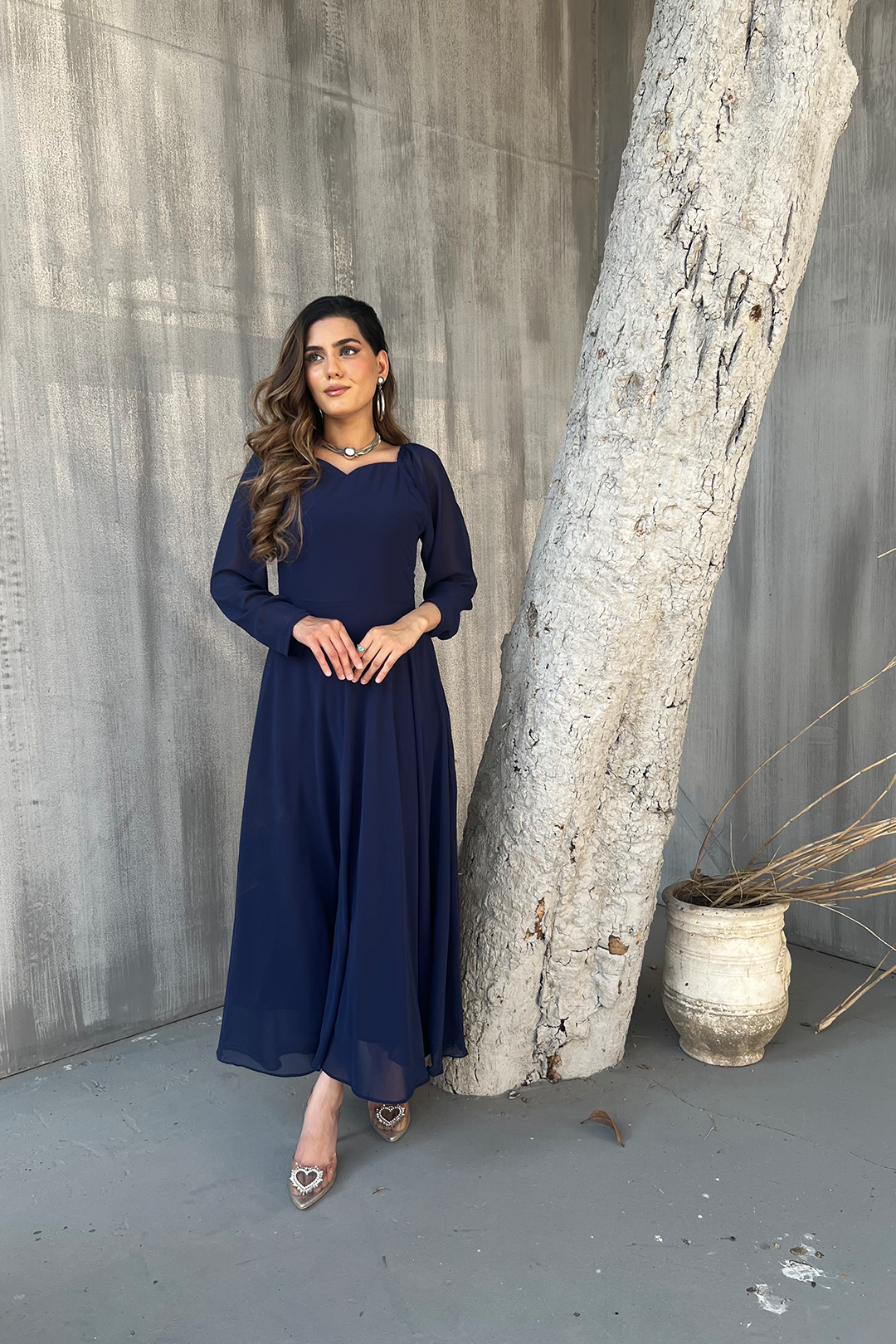 chiffon Dress in Blue