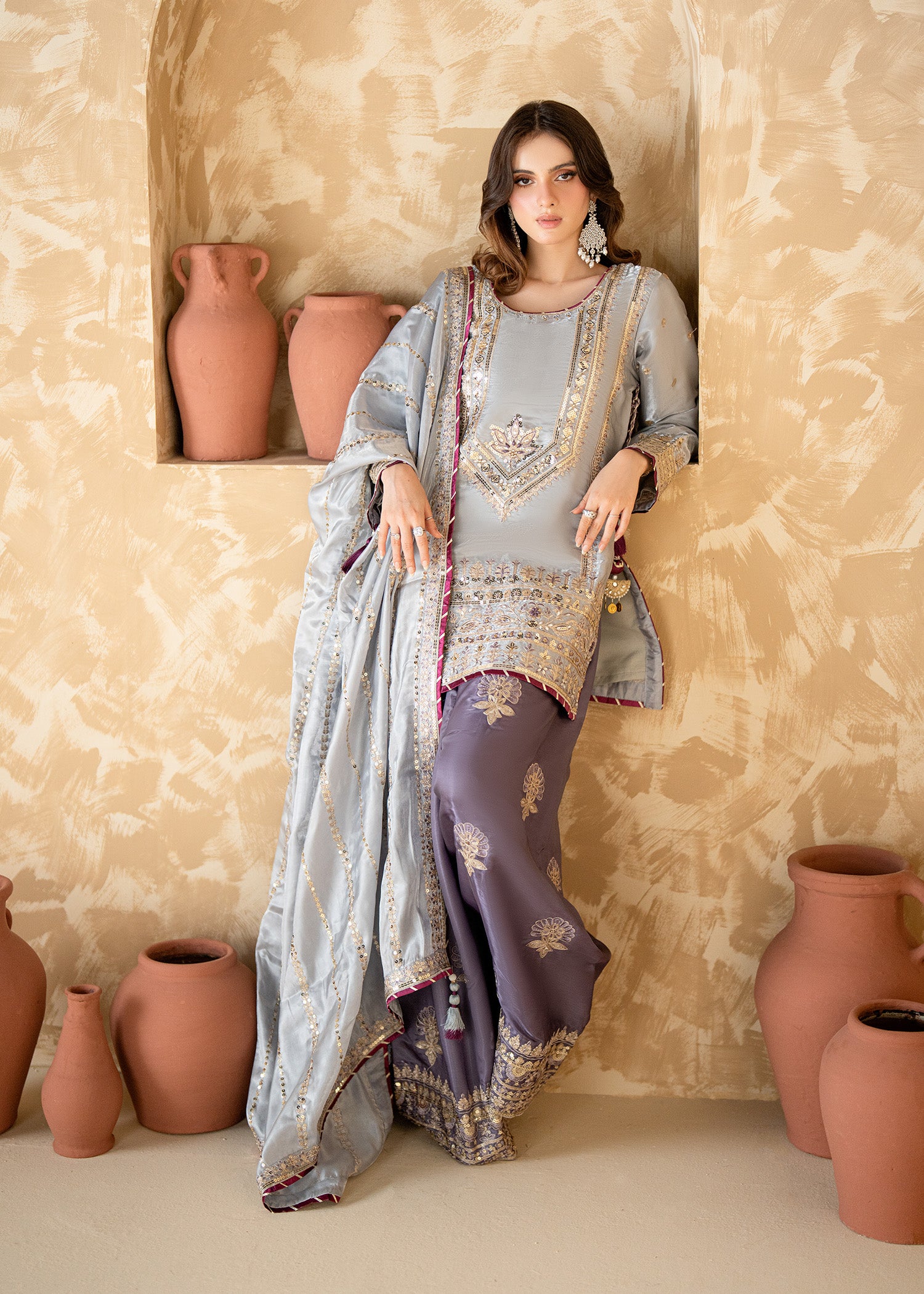 silk Kurta Set in Multi