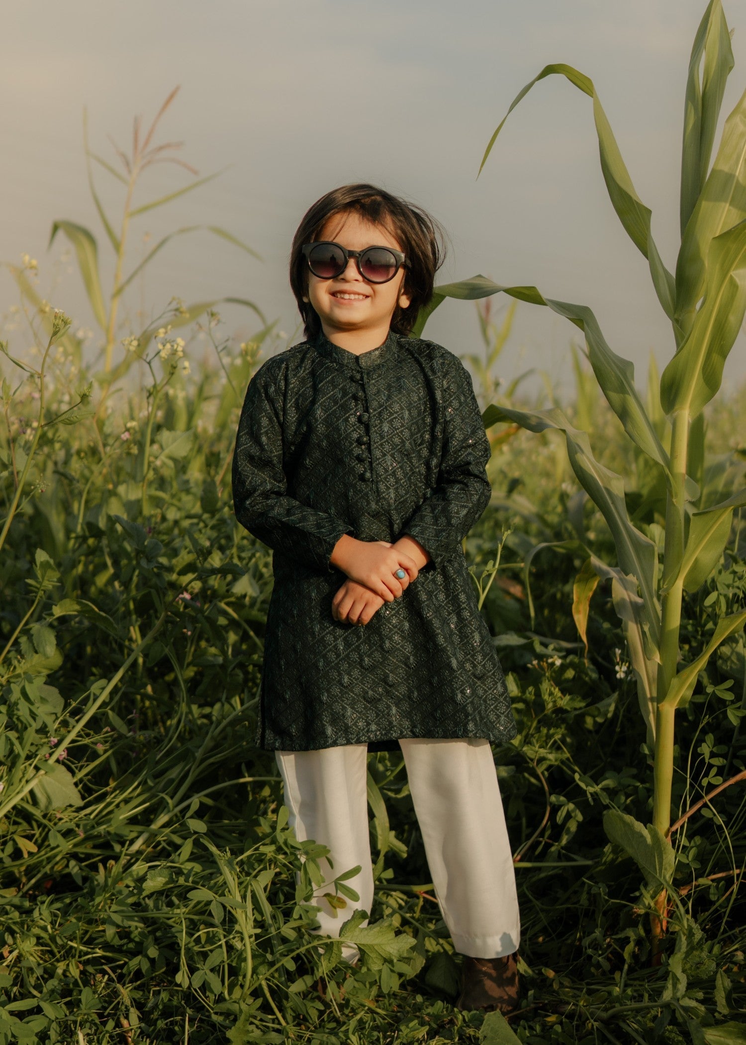 masuri Kurta in Bottle green