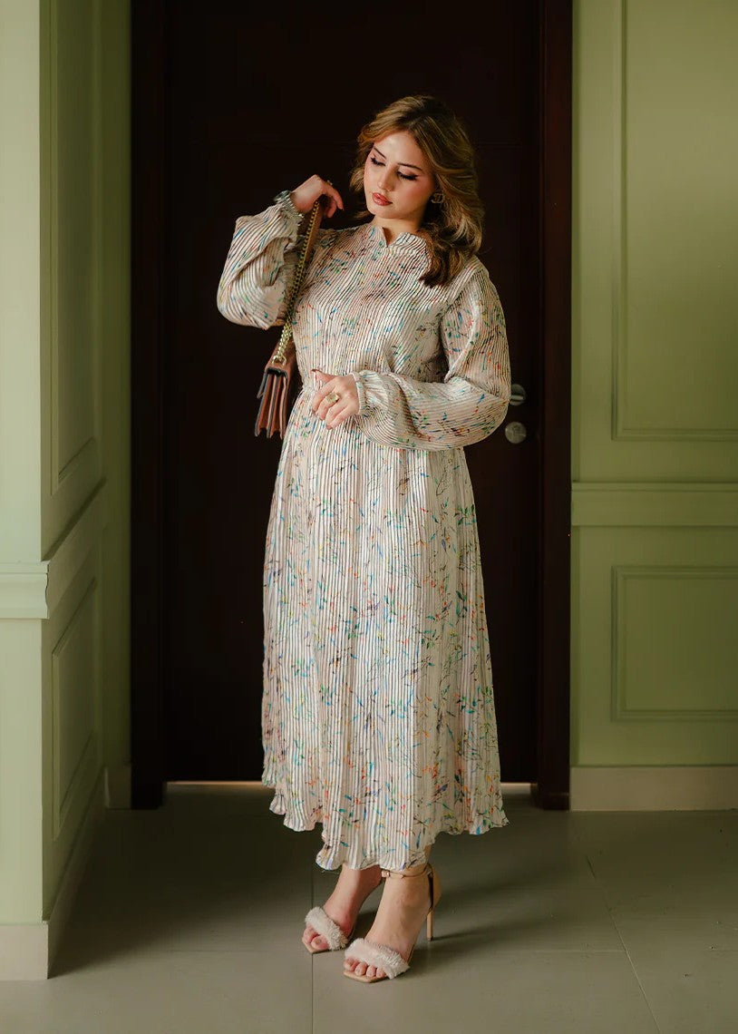 silk Dress in Beige