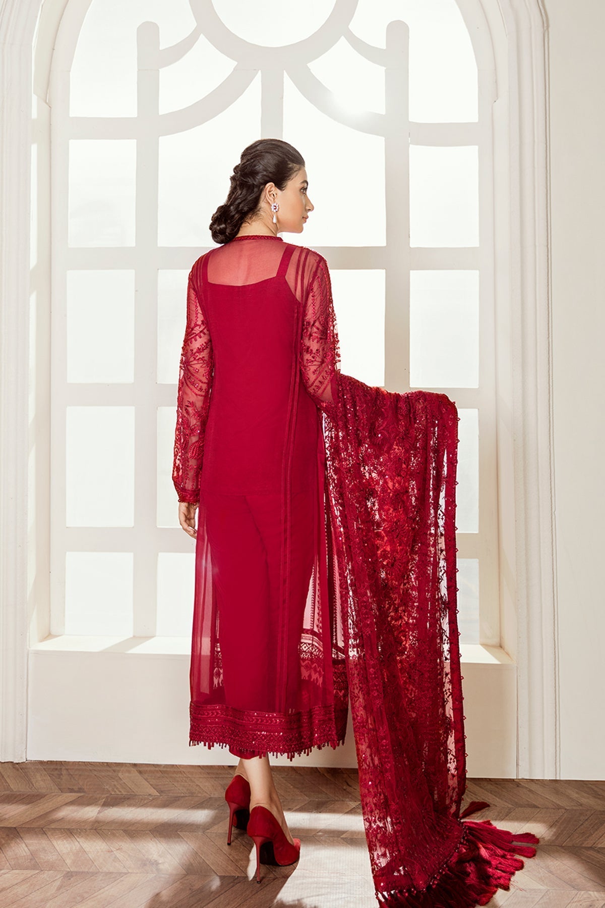 chiffon Unstitched in Red