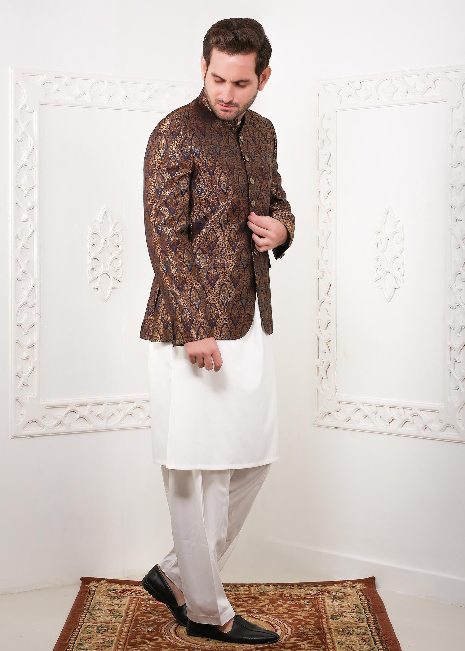 banarsi silk Prince Coat in Multi