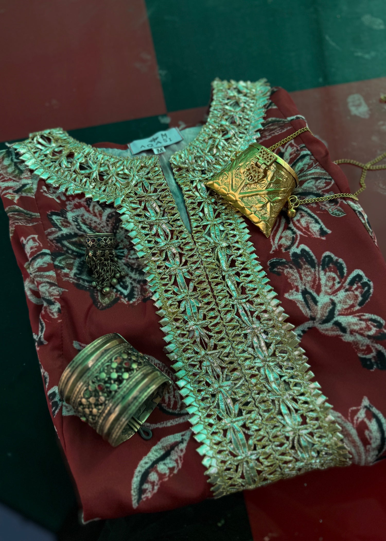 crepe silk Anarkali in Mahogany