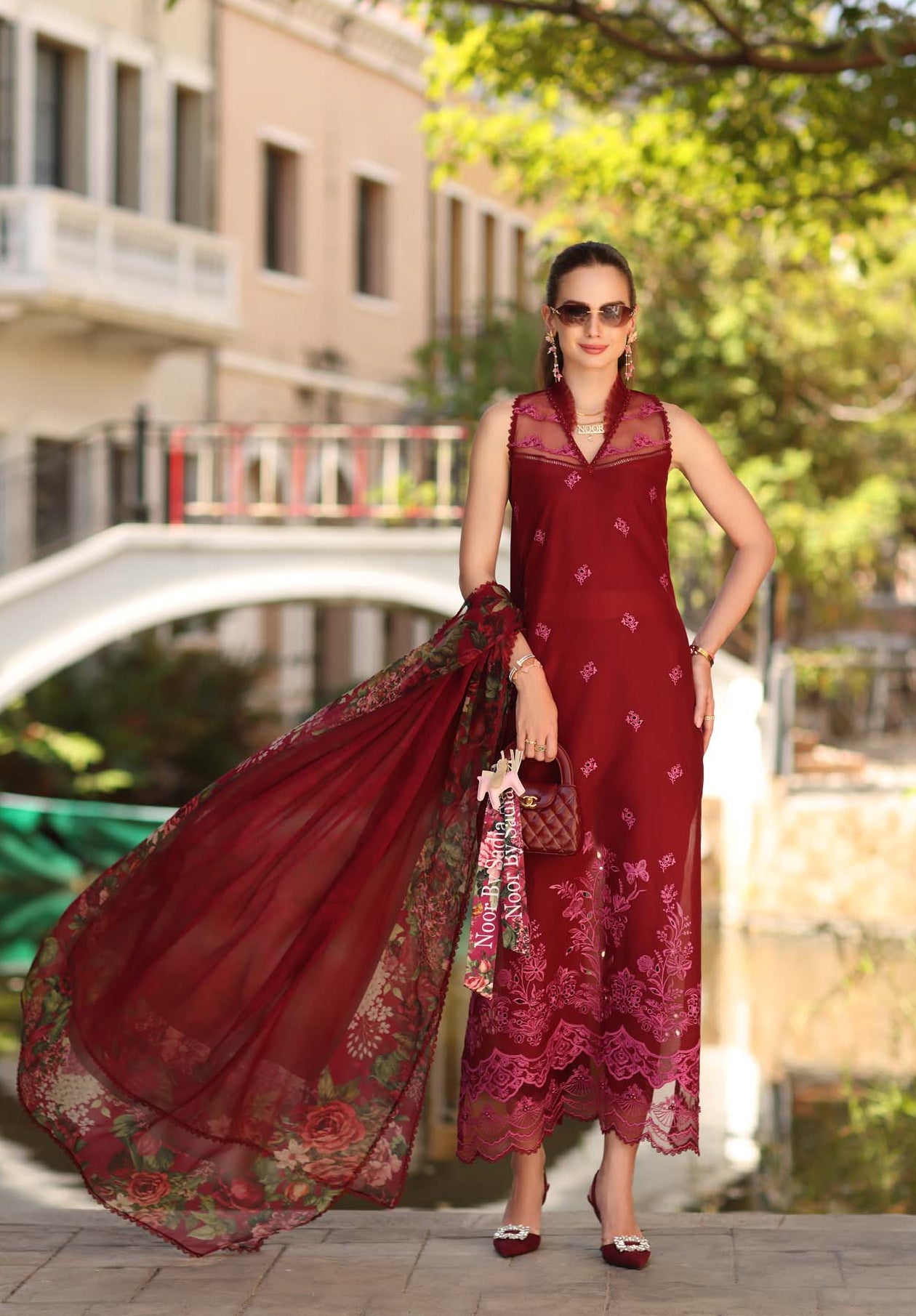 Noor Eid Luxe Printskhaas Lawn – D1 - A - Ruby