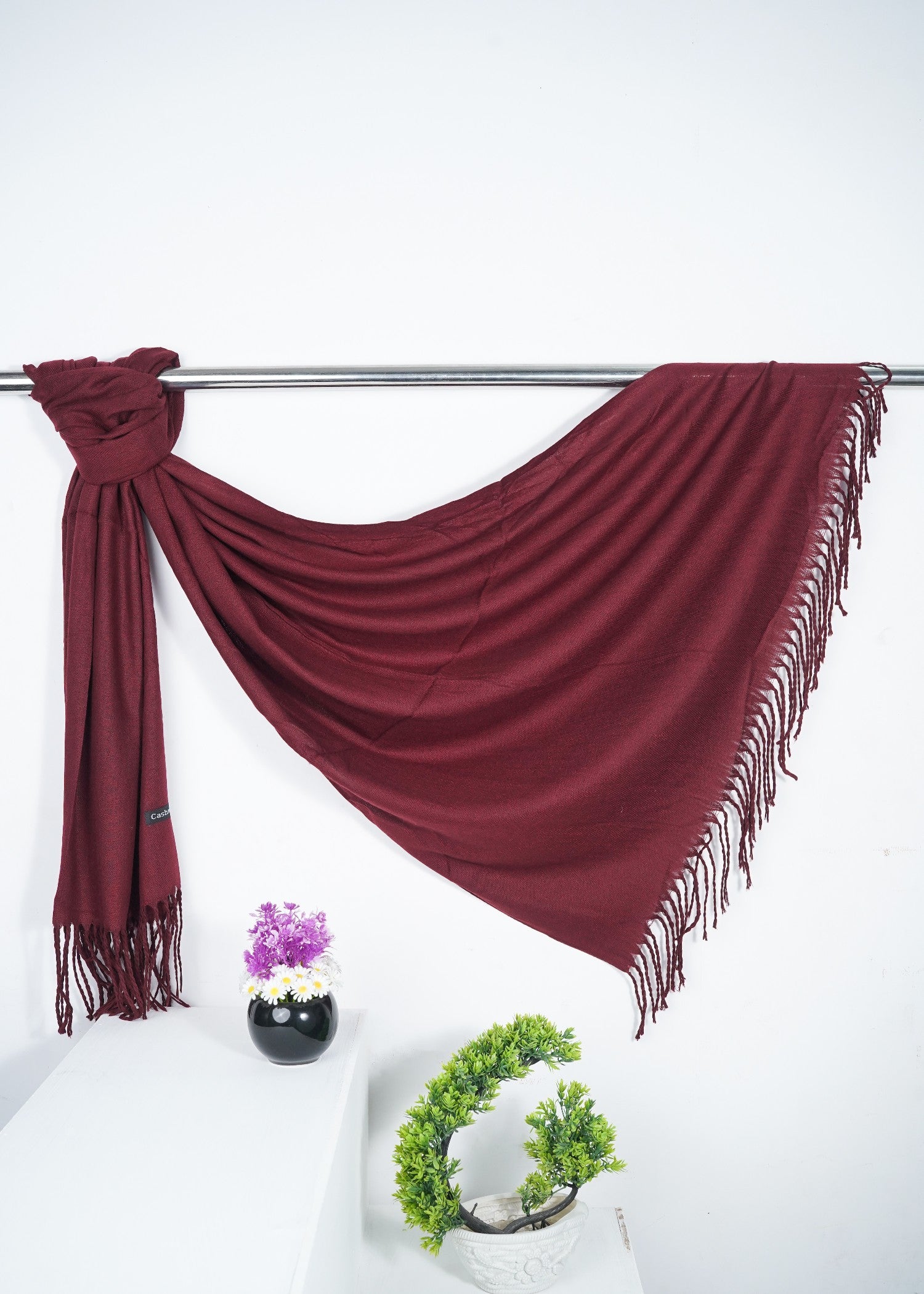 cashmere wool Hijab in Burgundy