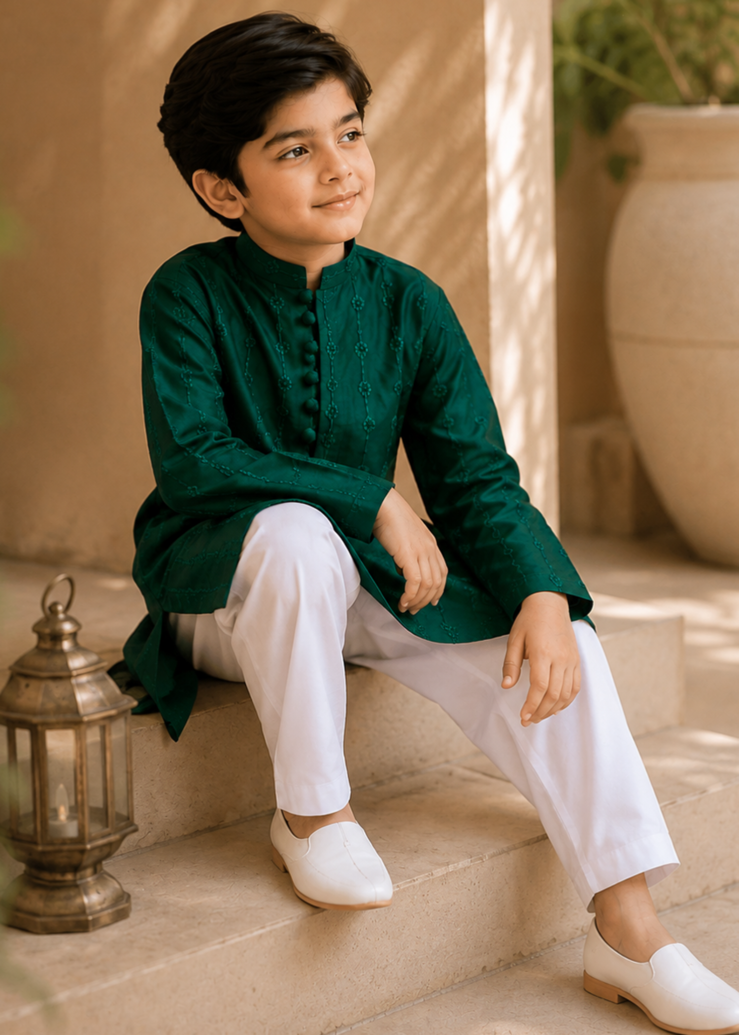 wash & wear Kurta Set in Emerald green