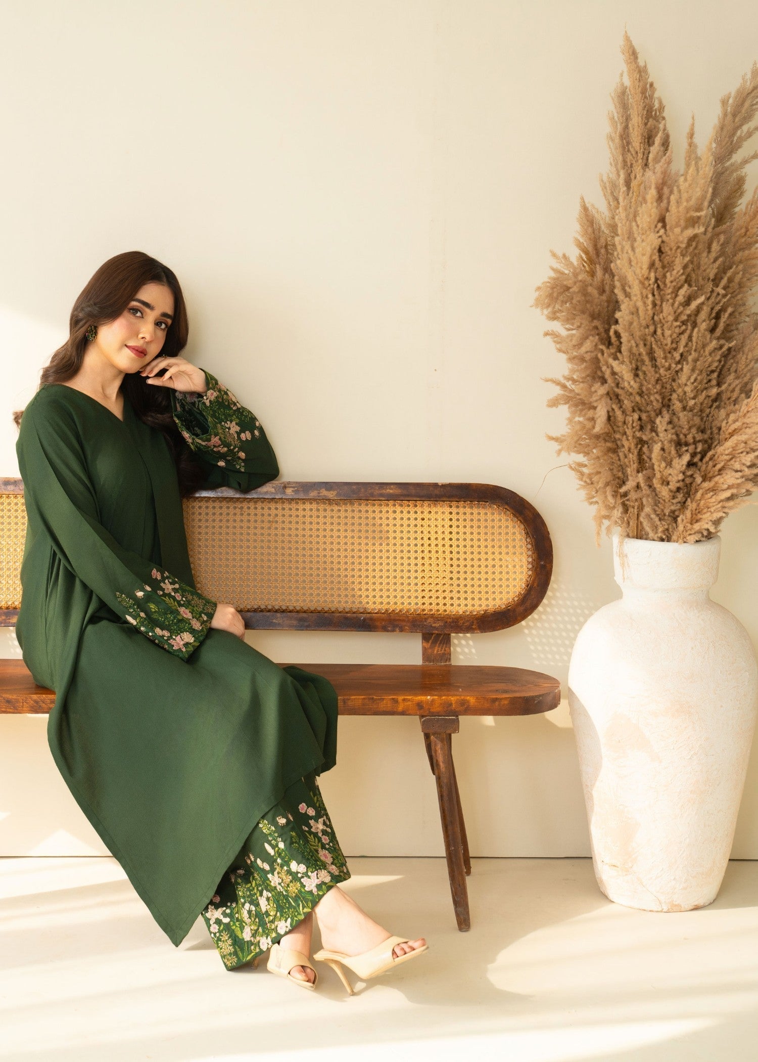 marina Kurta Set in Bottle green