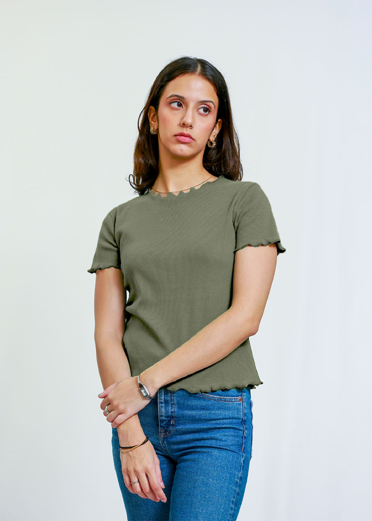 cotton Blouse in Olive green