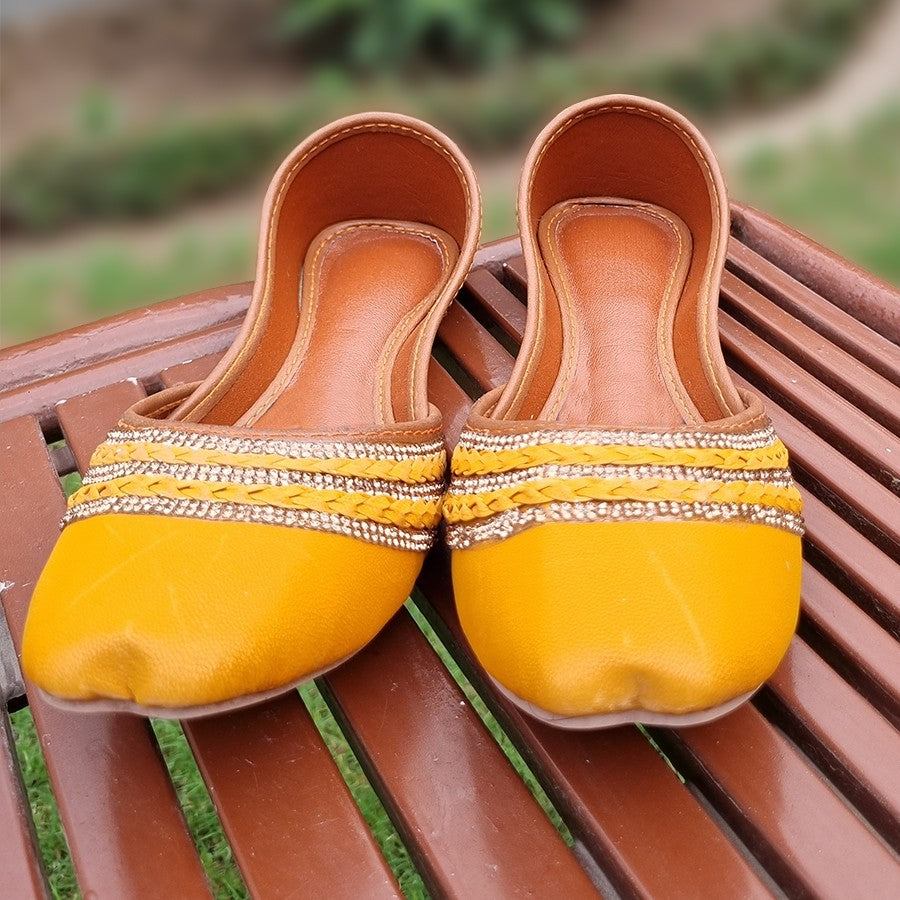 Khussa in Lemon by - High Quality Women Khussa XOZ5626