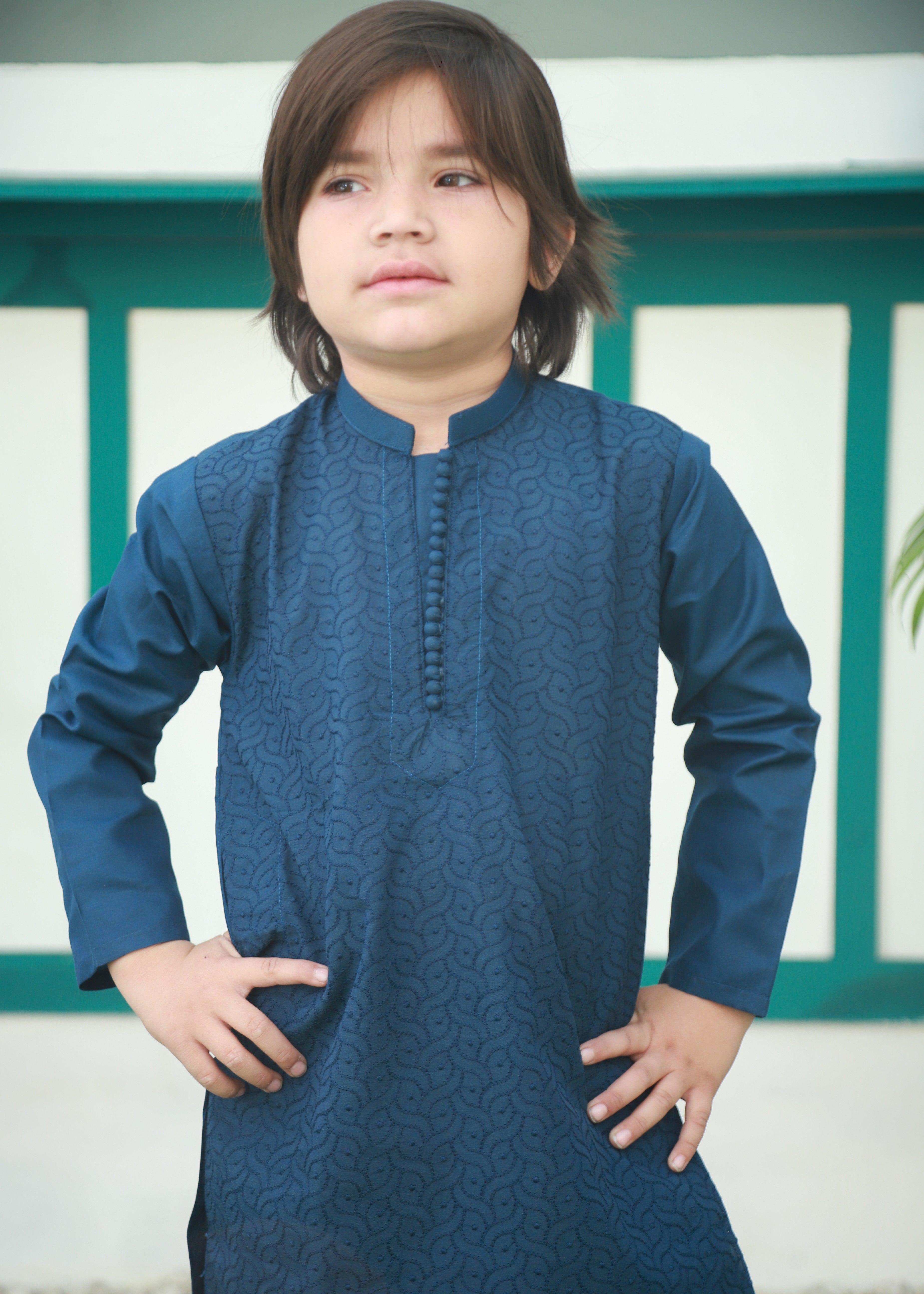 cotton Kurta Set in Sapphire blue