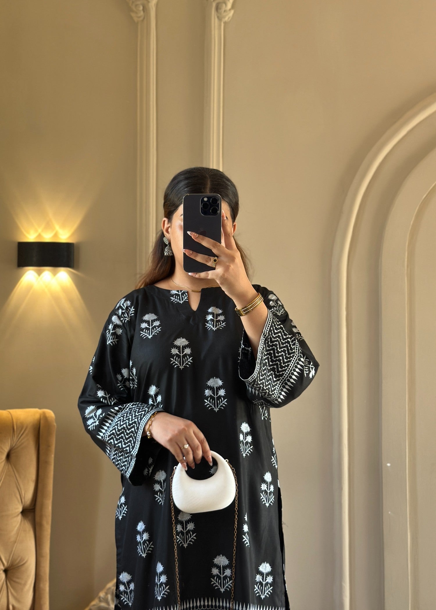 arabic lawn Co Ord Sets in Black
