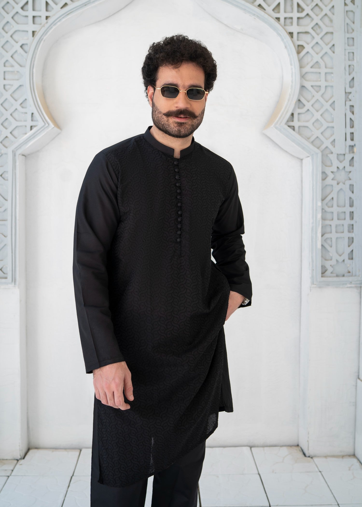 wash & wear Shalwar Kameez in Black by Dress Club