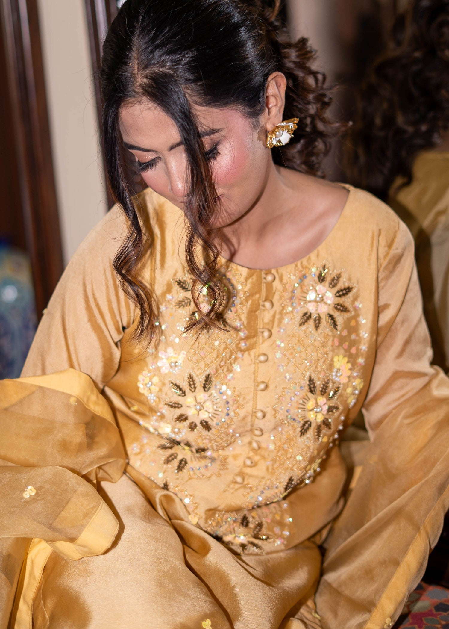 silk Kurta Set in Mellow yellow