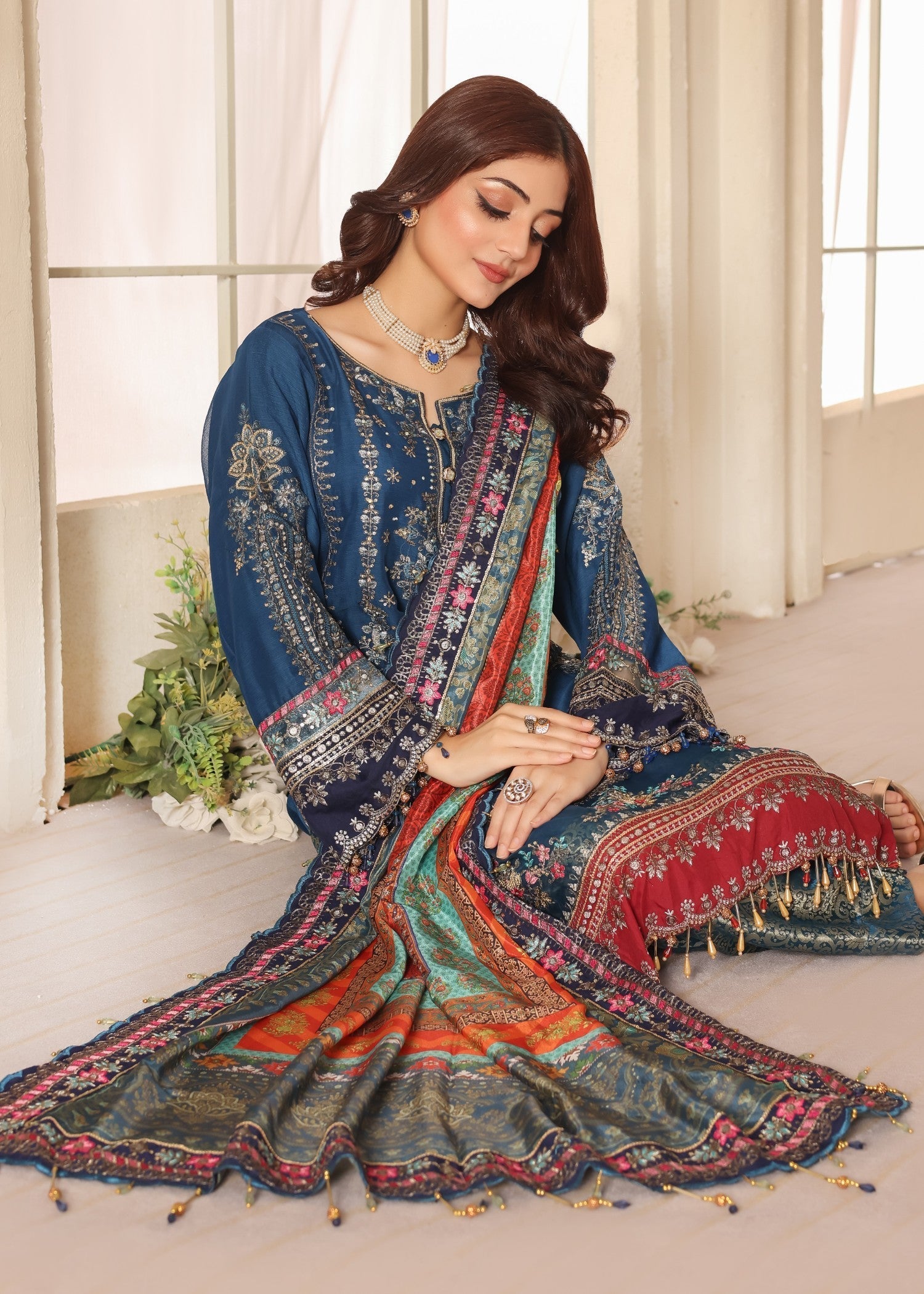 chiffon Kurta Set in Blue