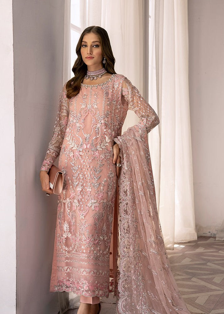 net Kurta Set in Pastel pink