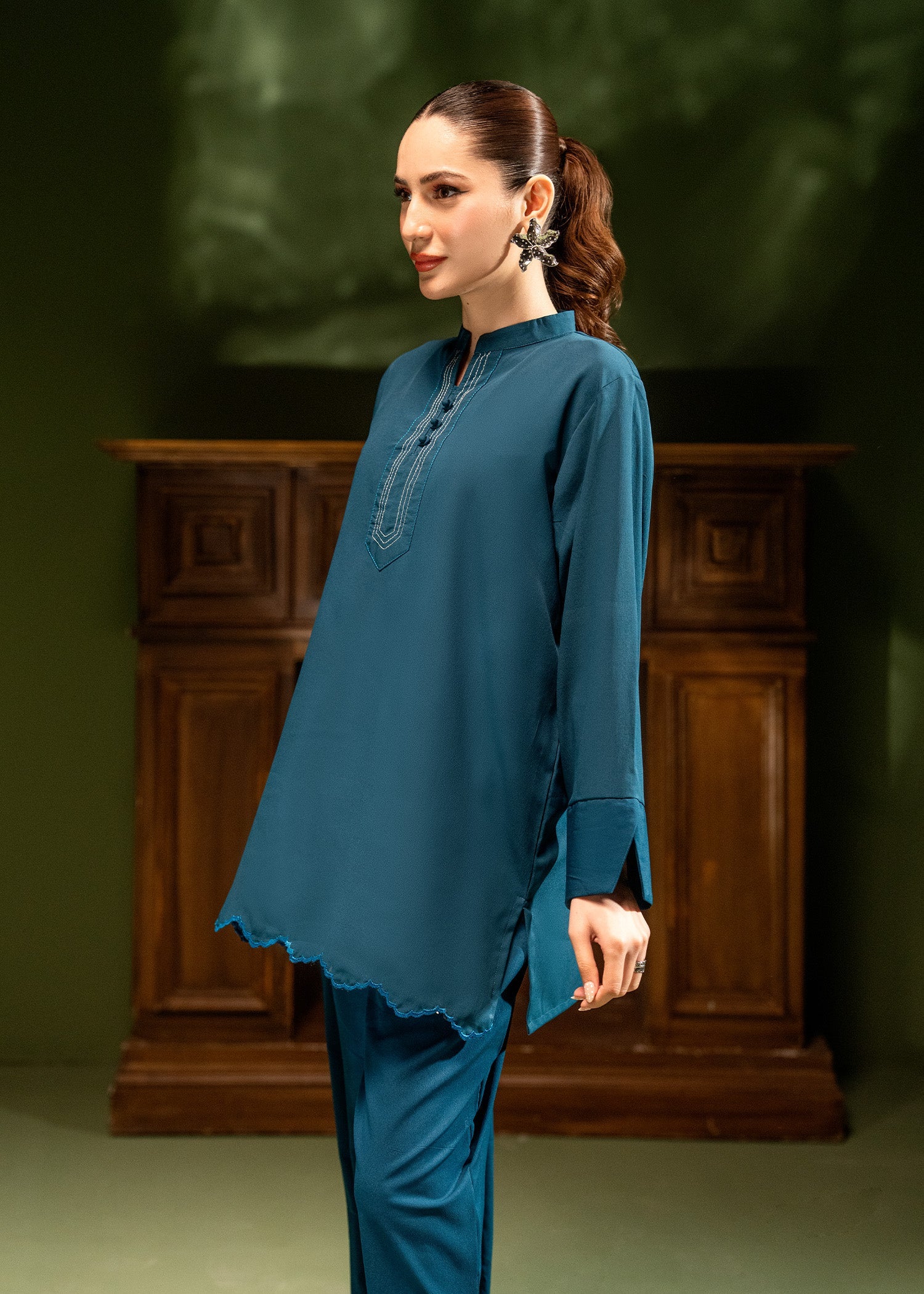 arabic lawn Co Ord Sets in Dark cyan