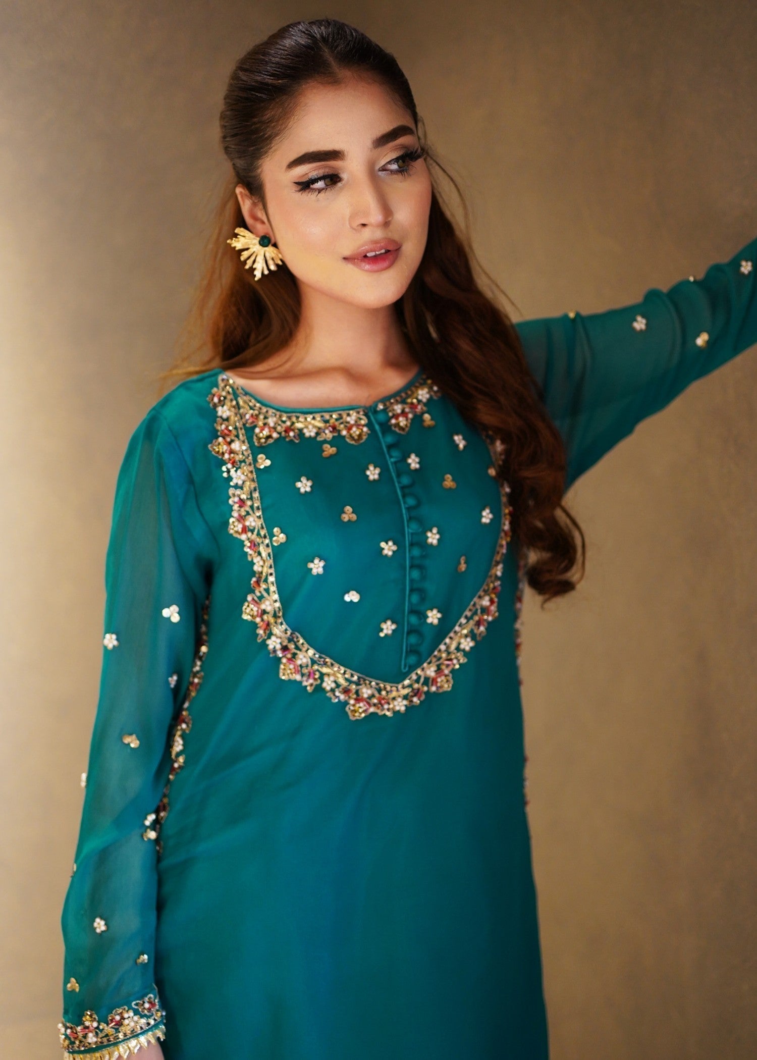 chiffon Sharara in Teal