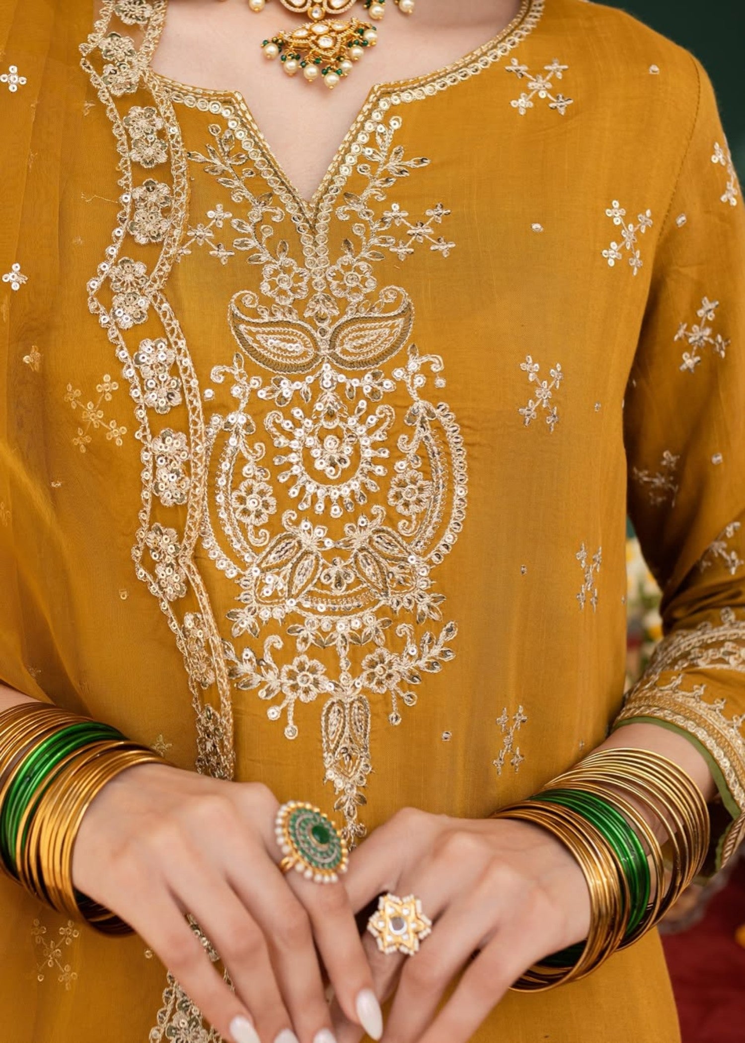 lawn cotton Kurta Set in Saffron