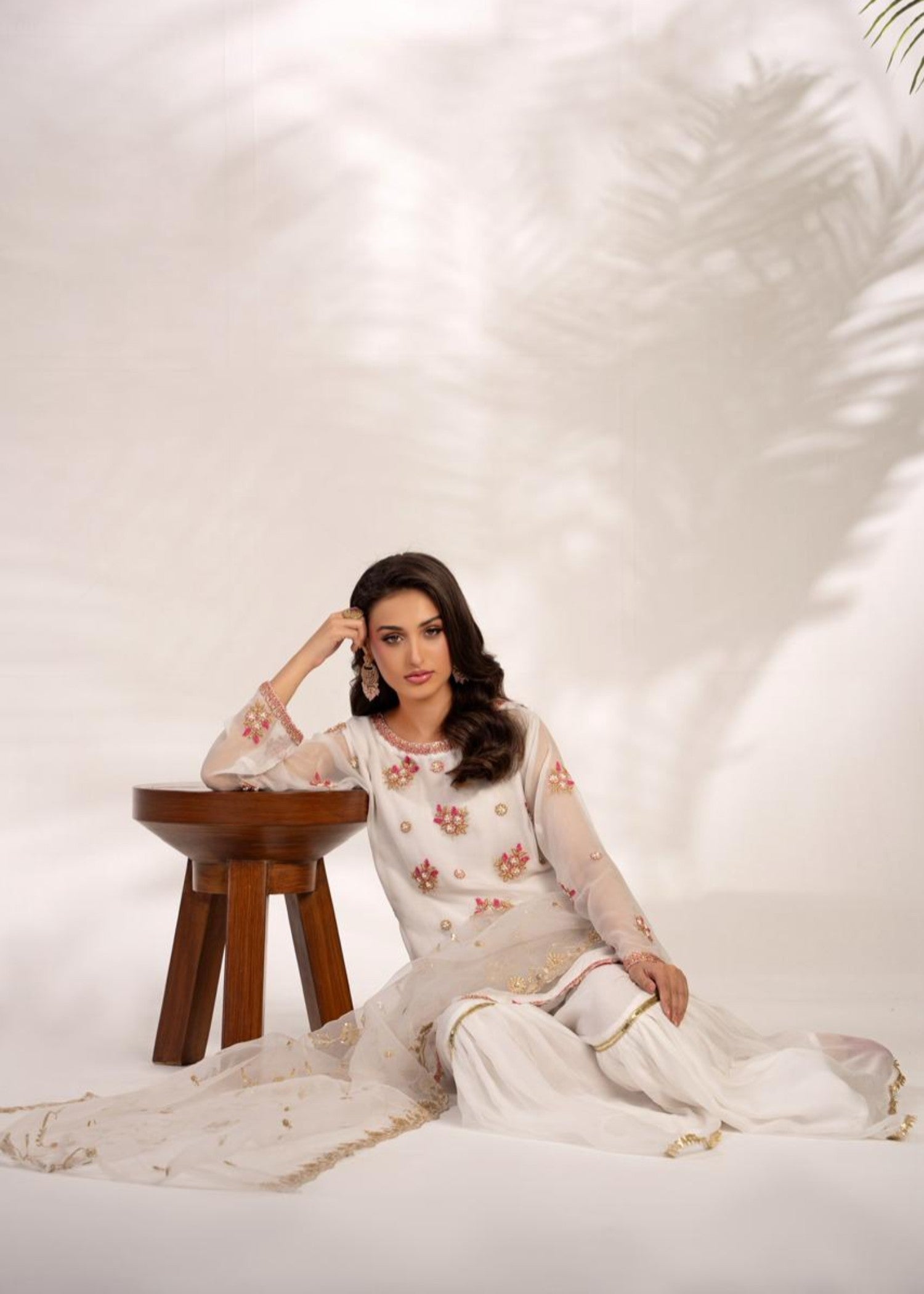 crinkle Gharara in White